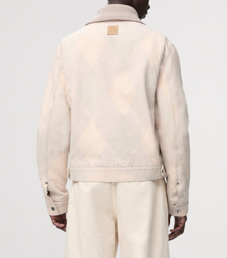 Argyle-Print Denim Jacket BEIGE Image 4