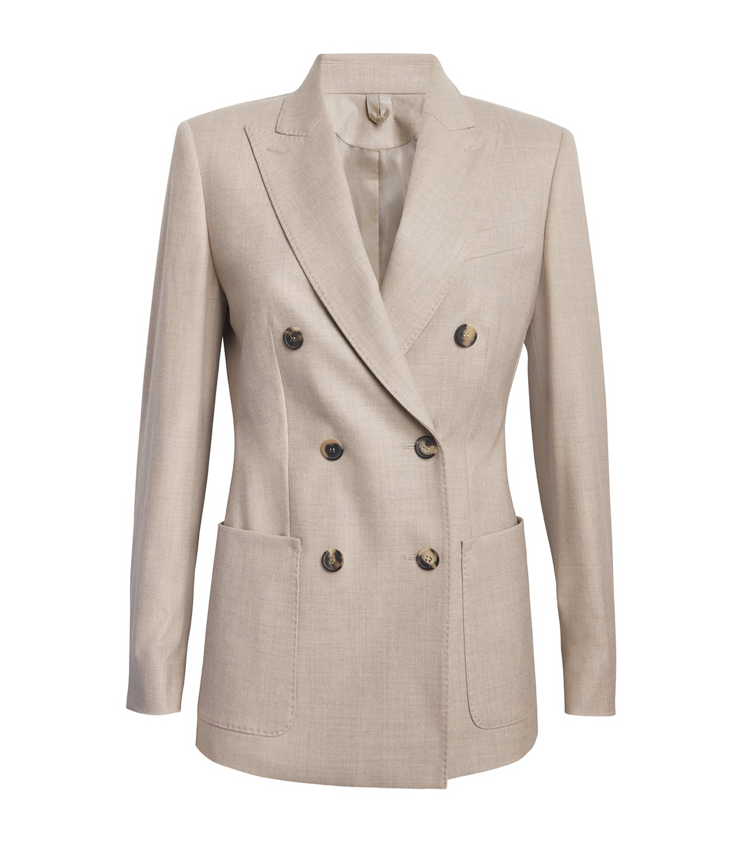 Max Mara Stretch-cashmere Double-breasted Blazer In Brown