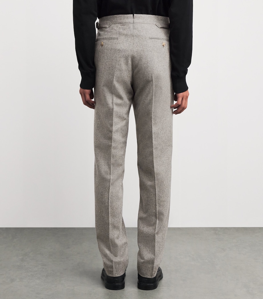 Wool Flannel Pleated Trousers GREY Image 4