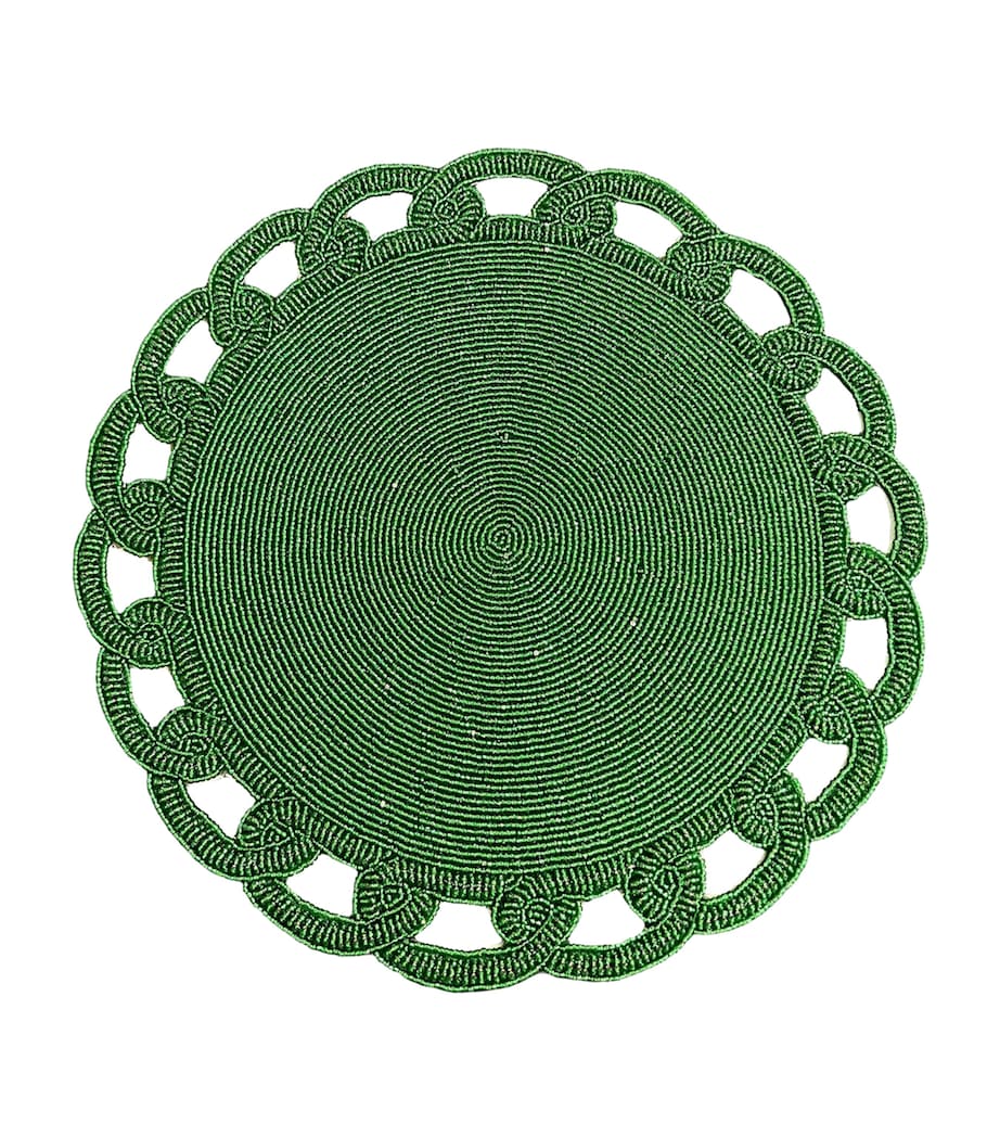 Beaded Placemat (40cm) GREEN Image 1