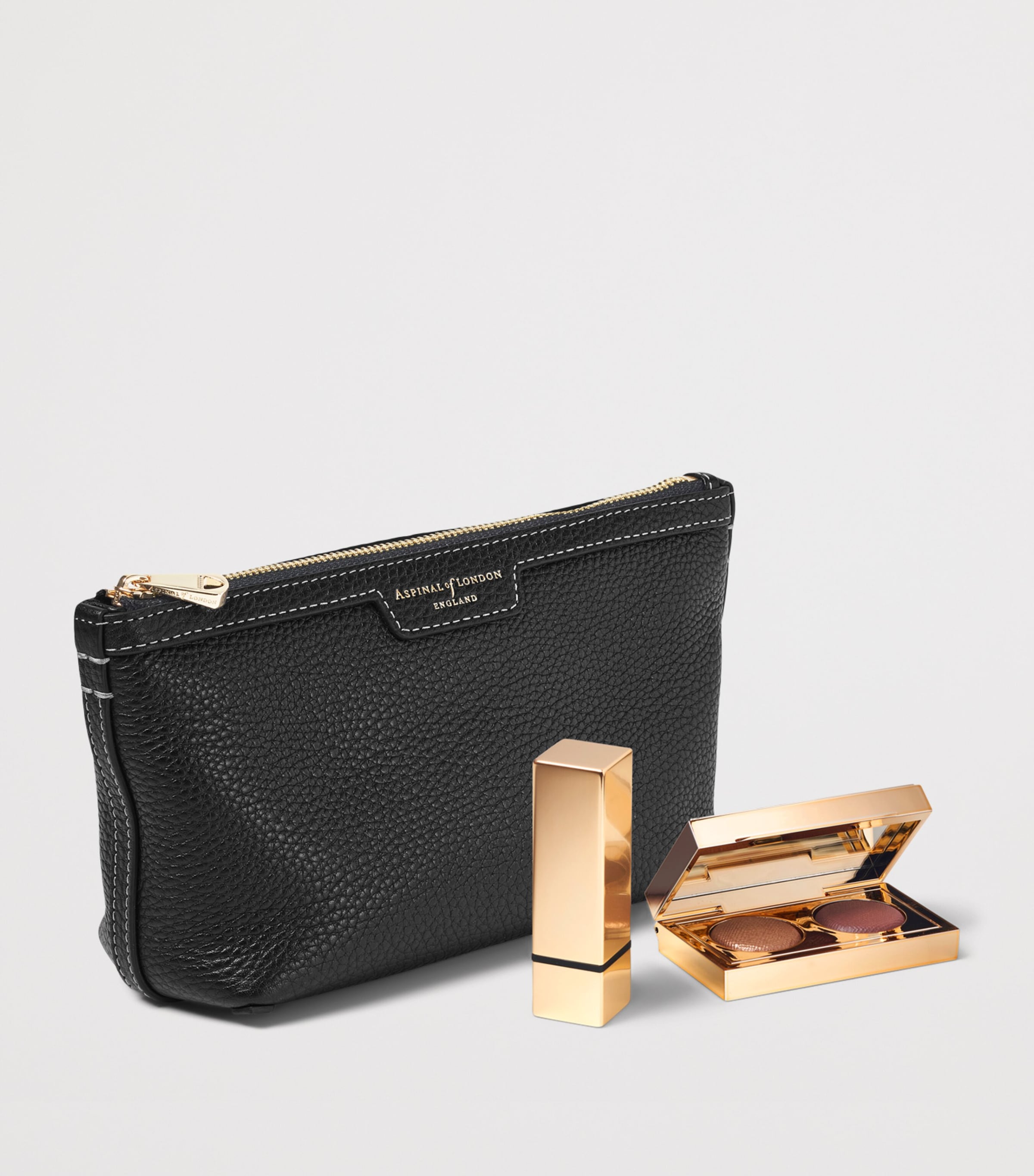 Aspinal Of London Leather Hudson Cosmetics Bag Black Image 3