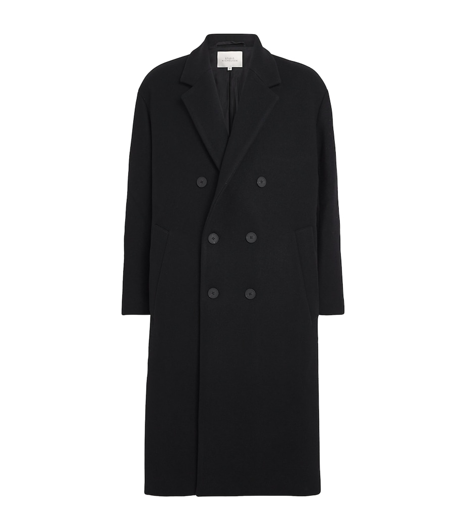 Studio Nicholson Mens Wool-Blend Double-Breasted Diall Overcoat Black Image 1