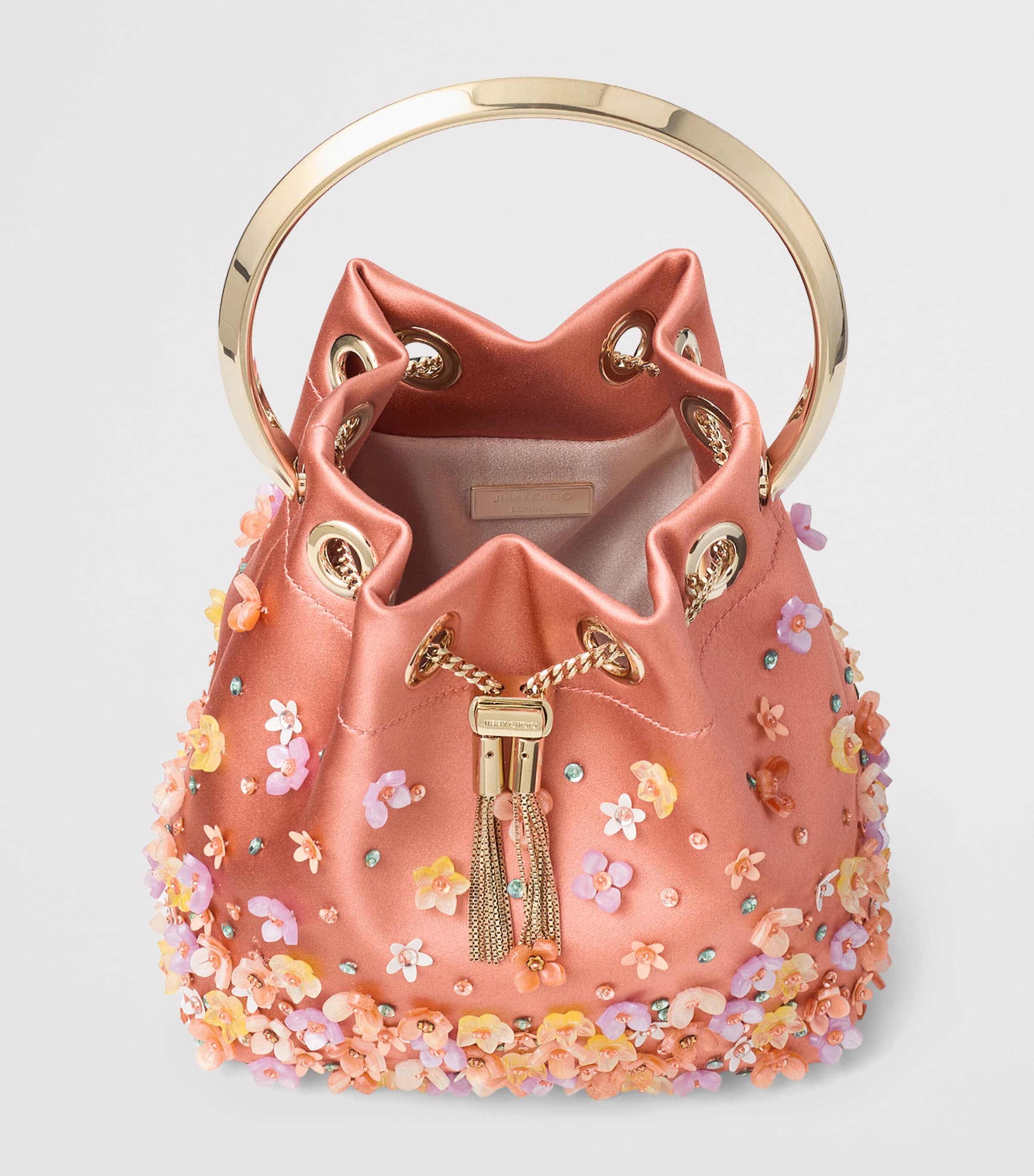 Jimmy Choo Bon Bon Embellished Top-Handle Bag Grapefruit/multi/lig Image 5