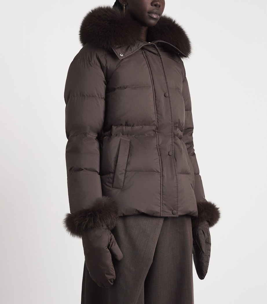 Yves Salomon Womens Down Fur-Trim Technical Puffer Jacket Image 4