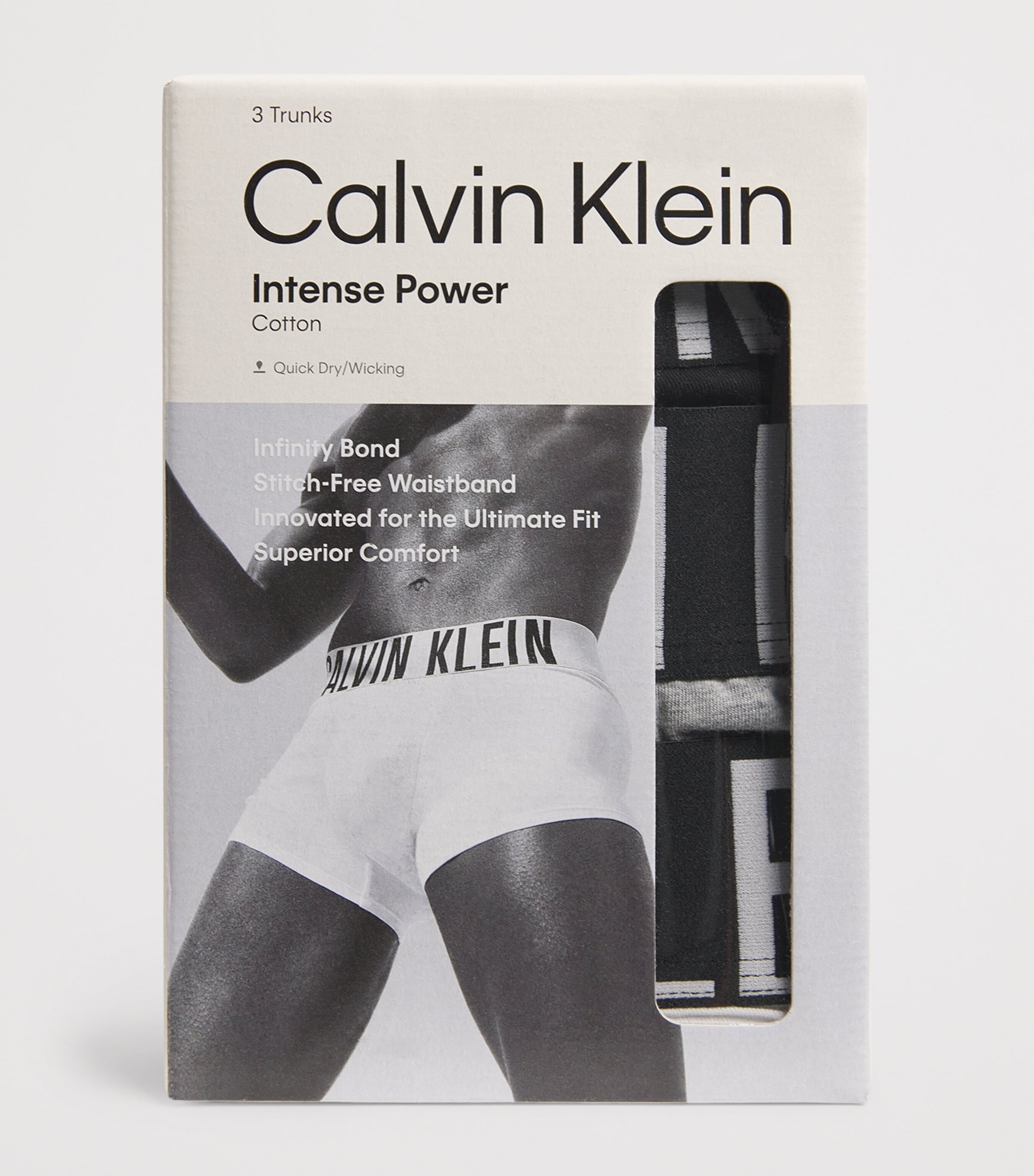 Calvin Klein Mens Stretch-Cotton Intense Power Trunks (Pack of 3) Multi Image 4
