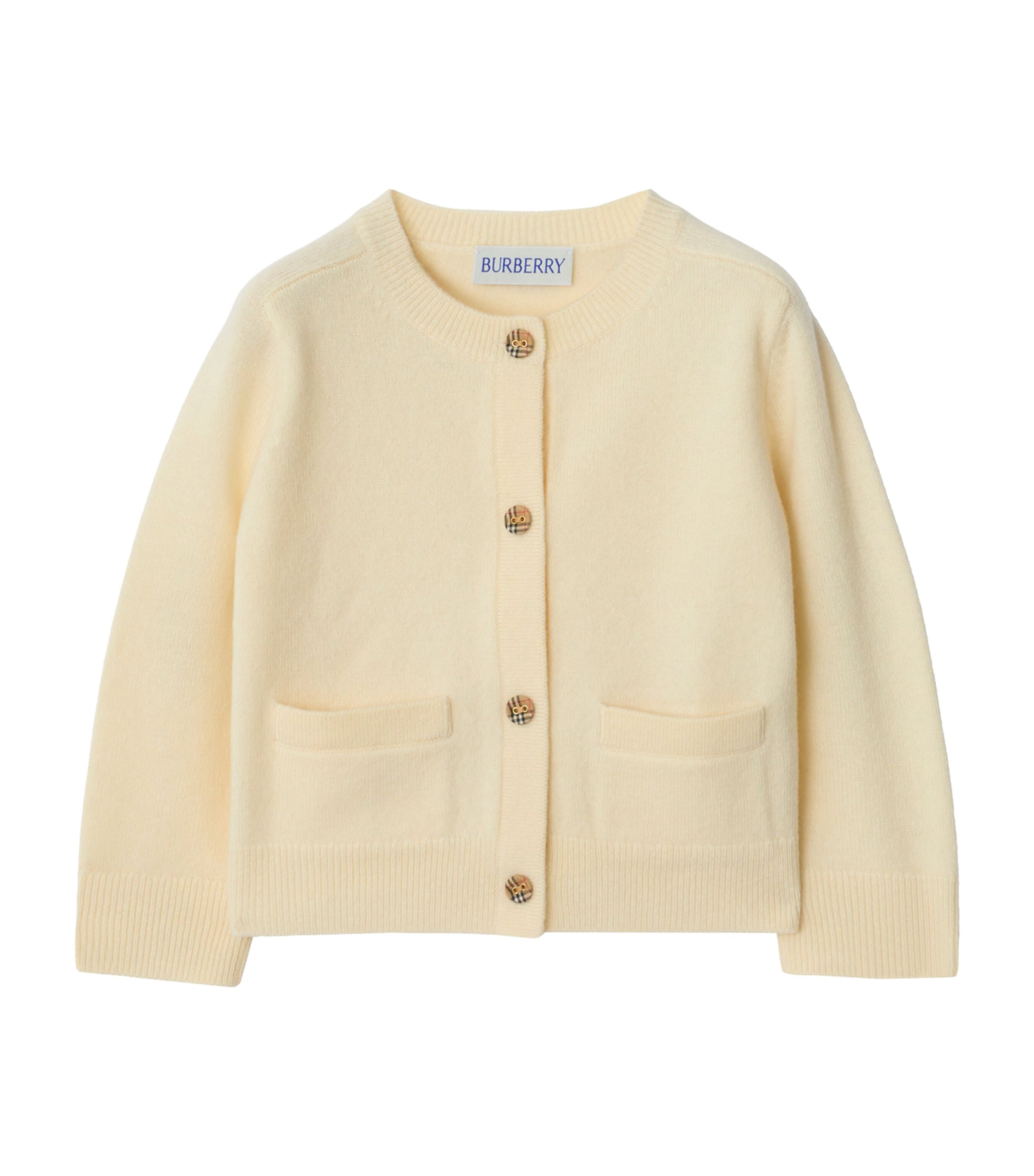 Wool-Cashmere Heart Check Cardigan (6-36 Months) IVORY Image 1