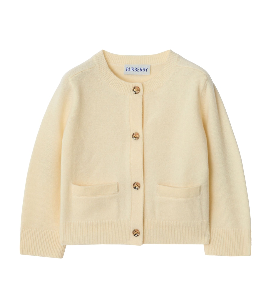 Wool-Cashmere Heart Check Cardigan (6-36 Months) IVORY Image 1