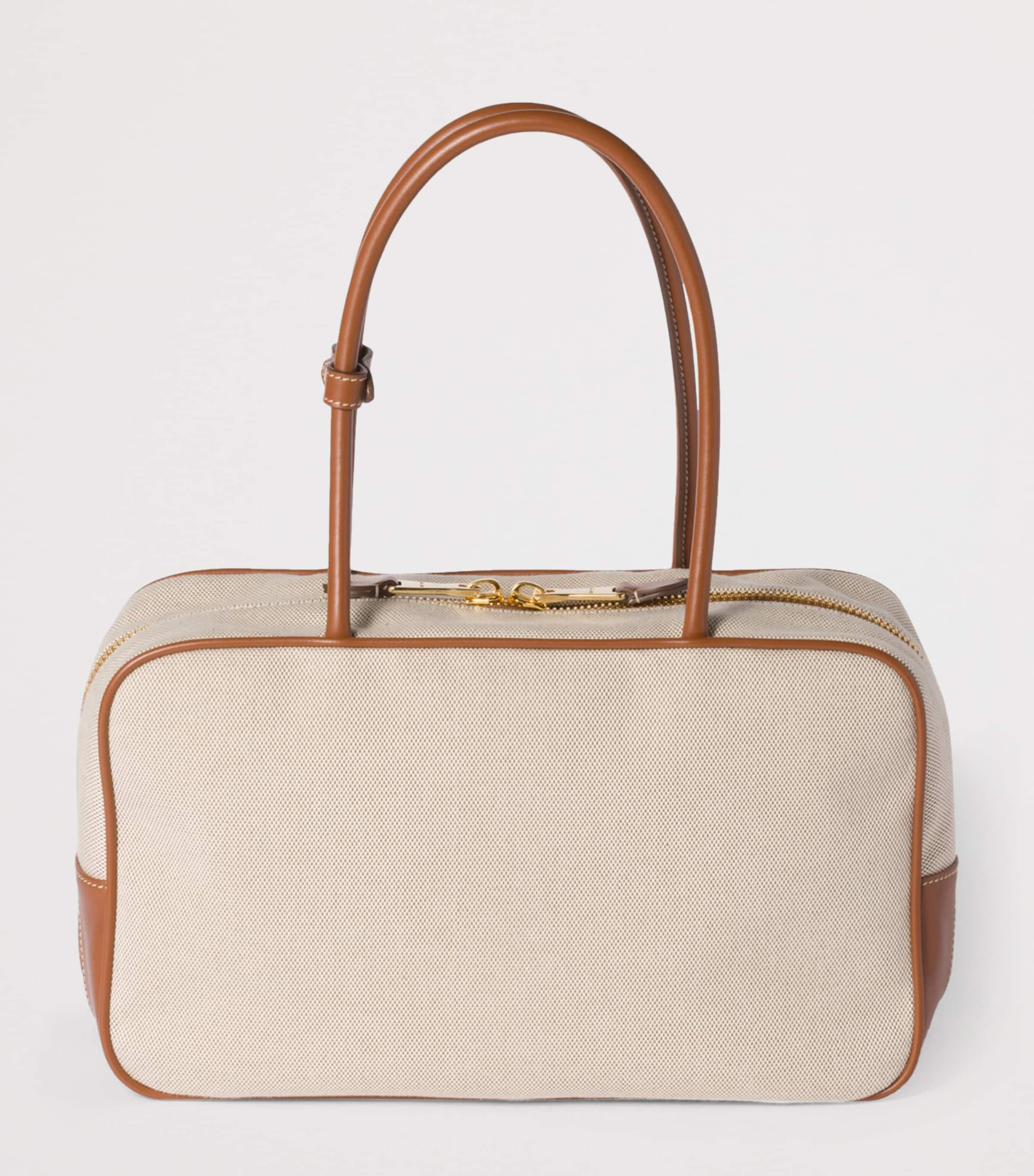 Leather-Canvas Beau Top-Handle Bag F062F Image 4