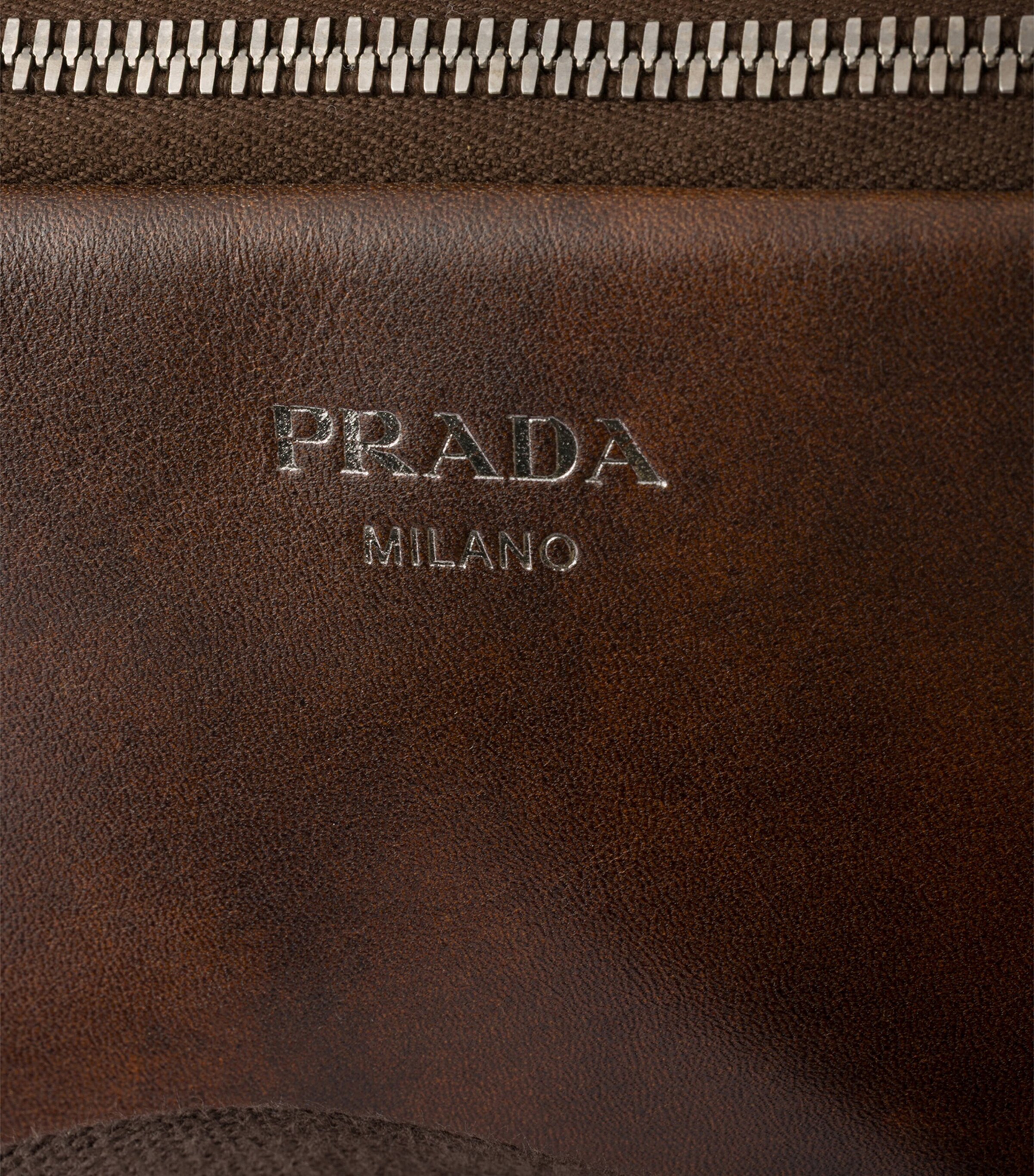 Prada Leather Shoulder Bag Brown Image 7
