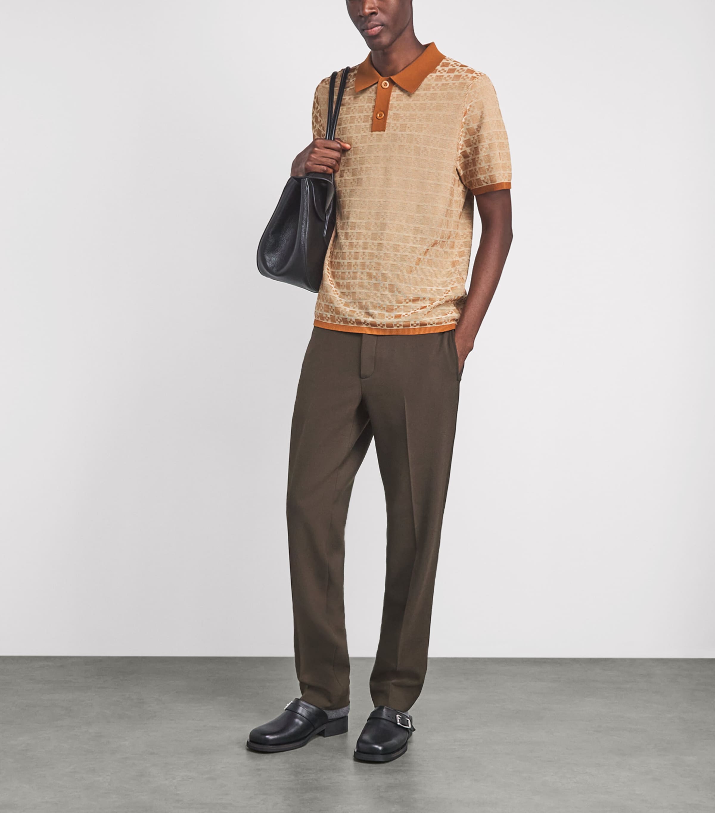 Sandro Paris Mens Stretch-Jersey Trousers Dark Taupe Image 2