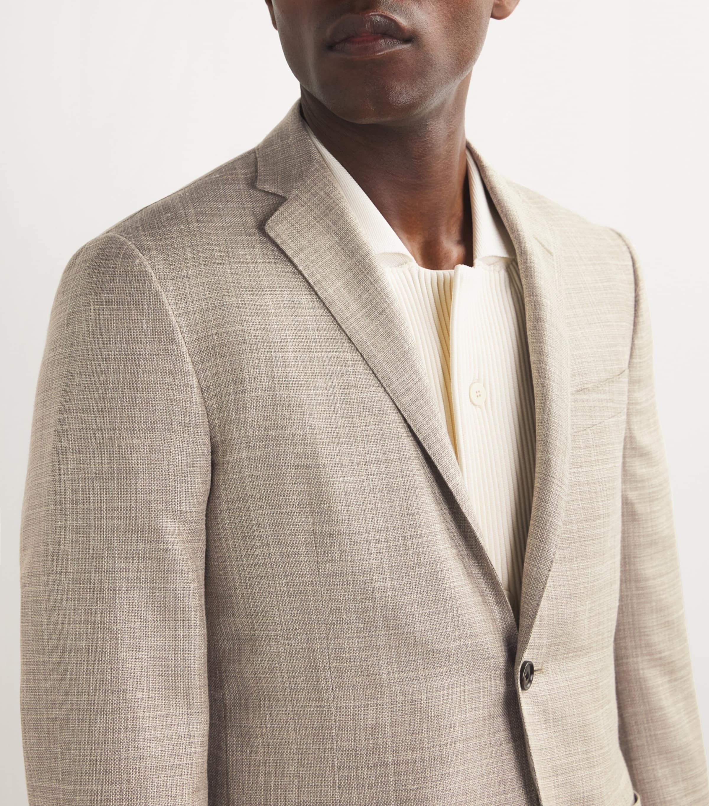 Wool-Linen-Silk Hopsack Blazer 036 NATURAL / BEIGE Image 6