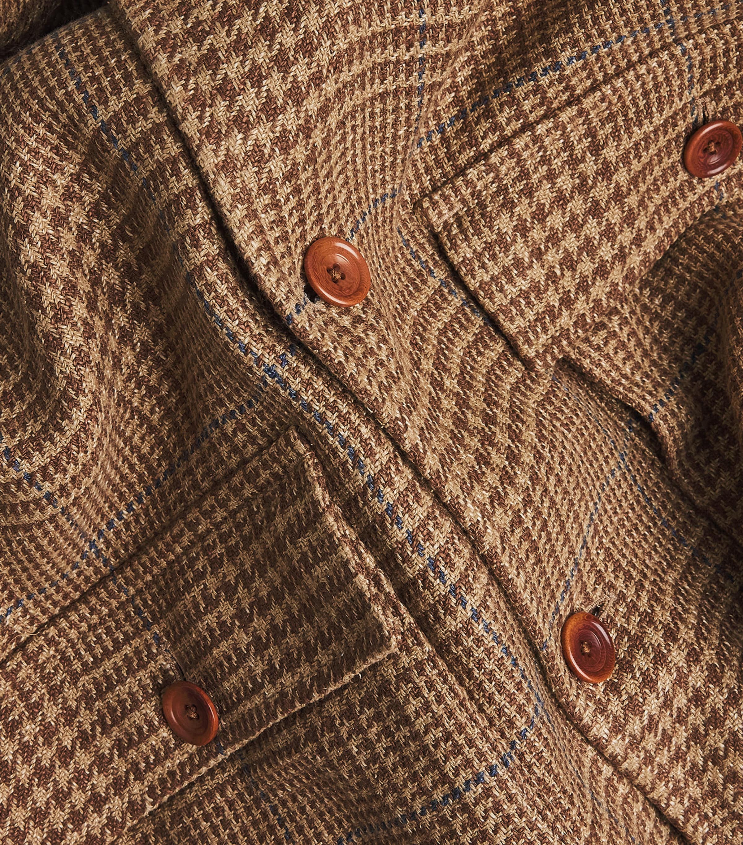 Wool Twill Check Shacket CAMEL/BROWN BLUE DCO Image 5