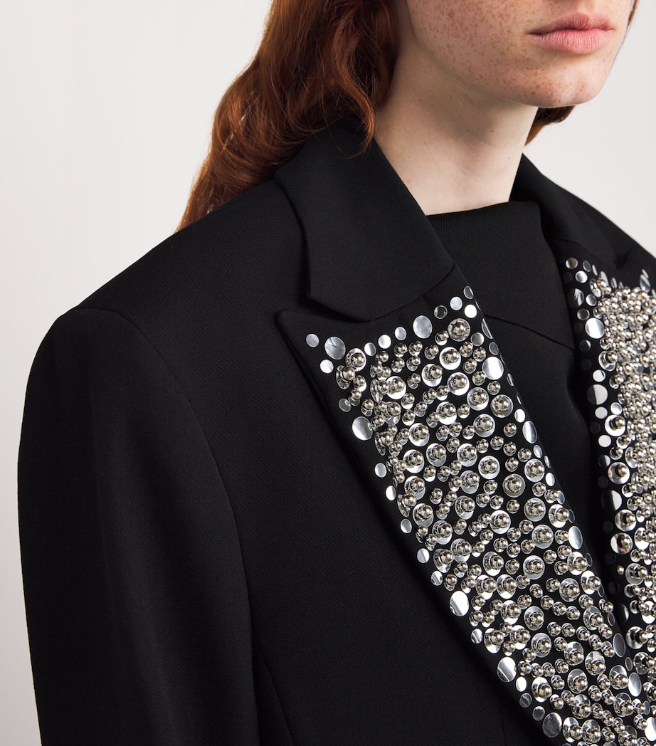 Wool Embellished Blazer P001 BLACK Image 6