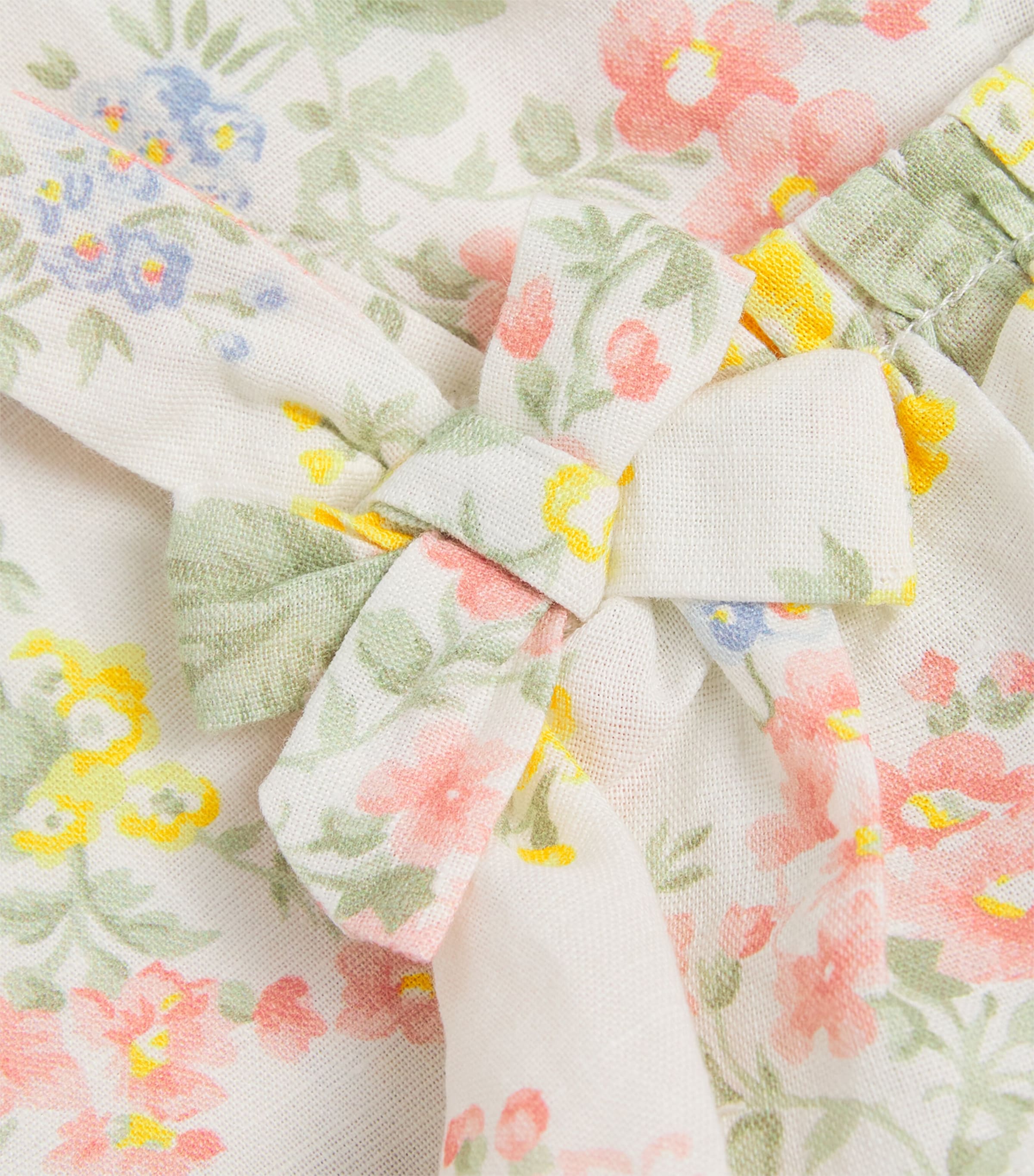 Tartine et Chocolat Linen-Cotton Floral Playsuit (3-18 Months) Nacre Image 3