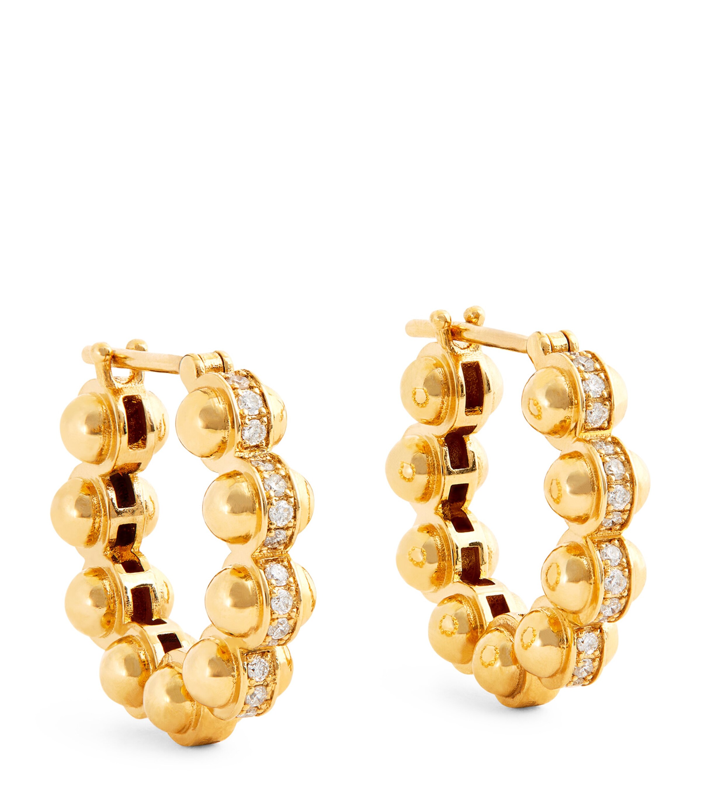 L'ATELIER NAWBAR Small Yellow Gold and Diamond Atoms Hoop Earrings Yellow Gold Image 1