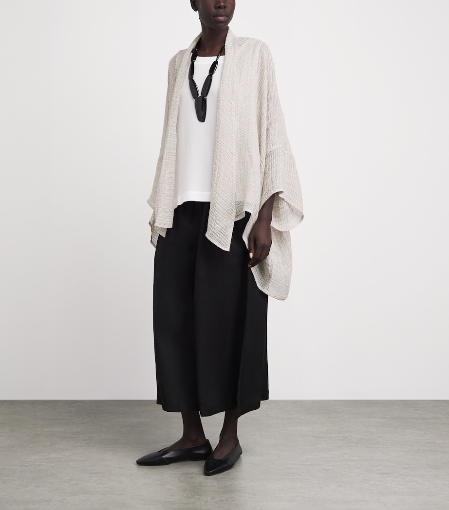 Eskandar Womens Linen Wide-Knit Shawl Cardigan Natural Image 2