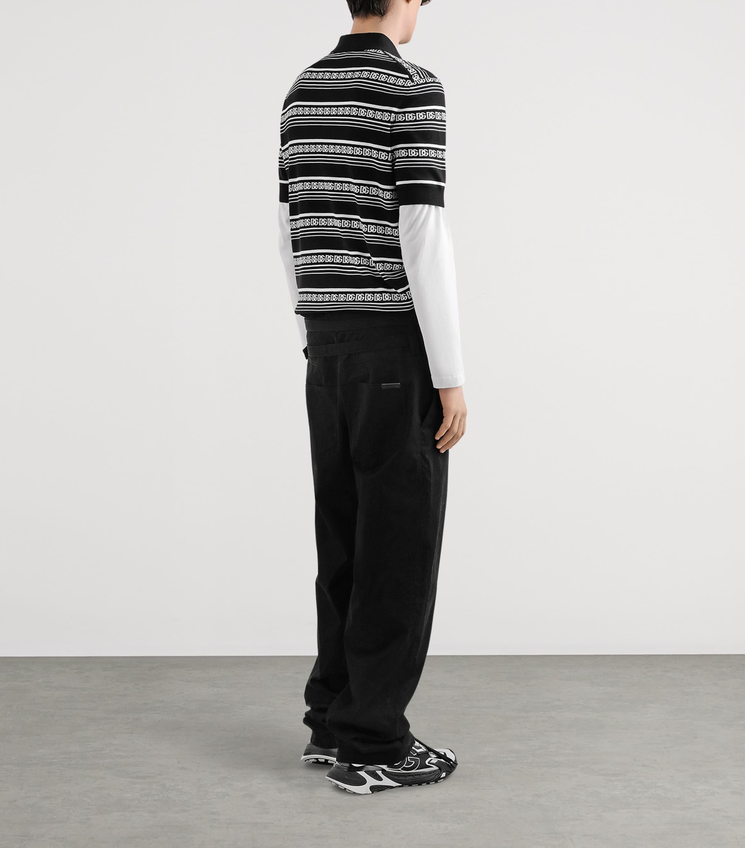 Silk Monogram Polo Shirt N0004-BLACK/WHITE Image 2