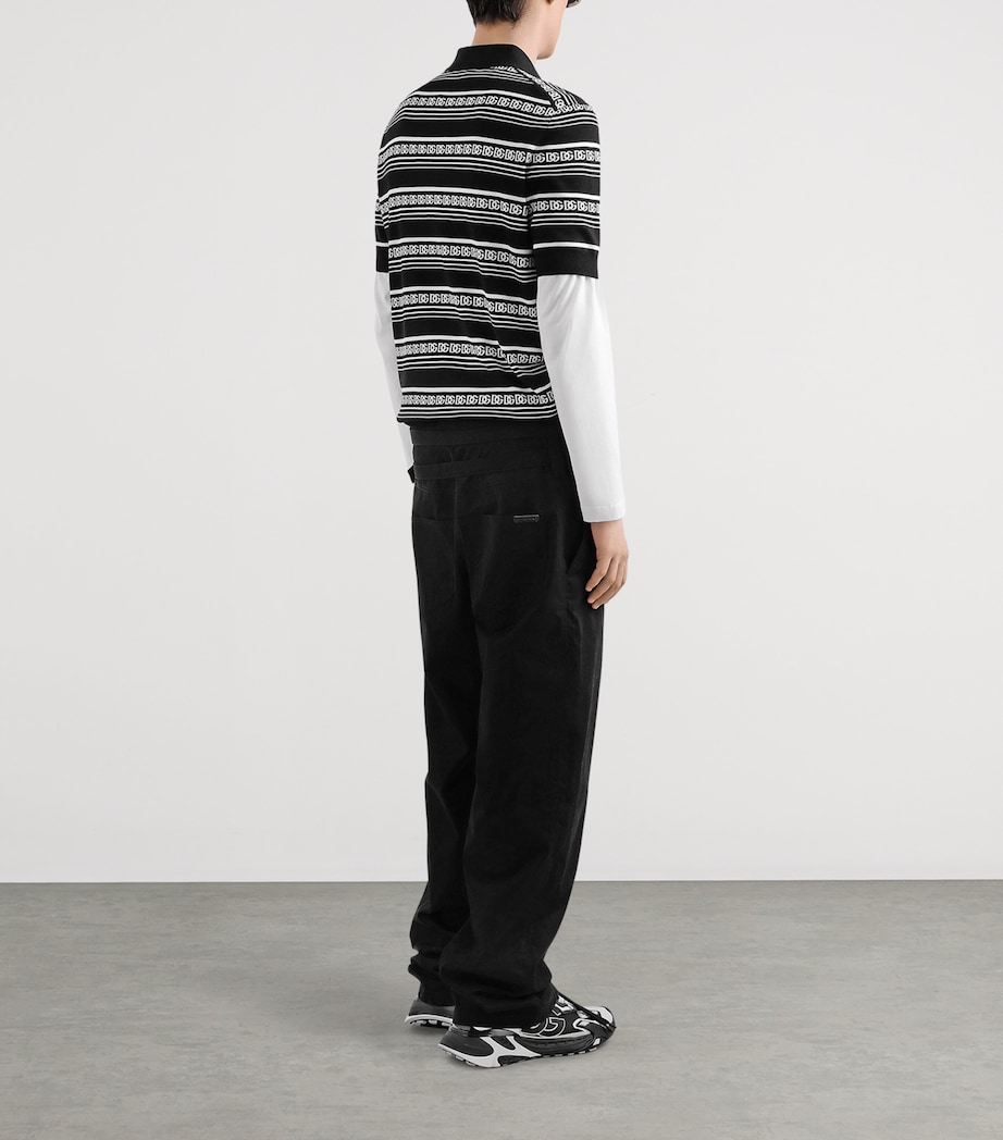 Silk Monogram Polo Shirt N0004-BLACK/WHITE Image 2