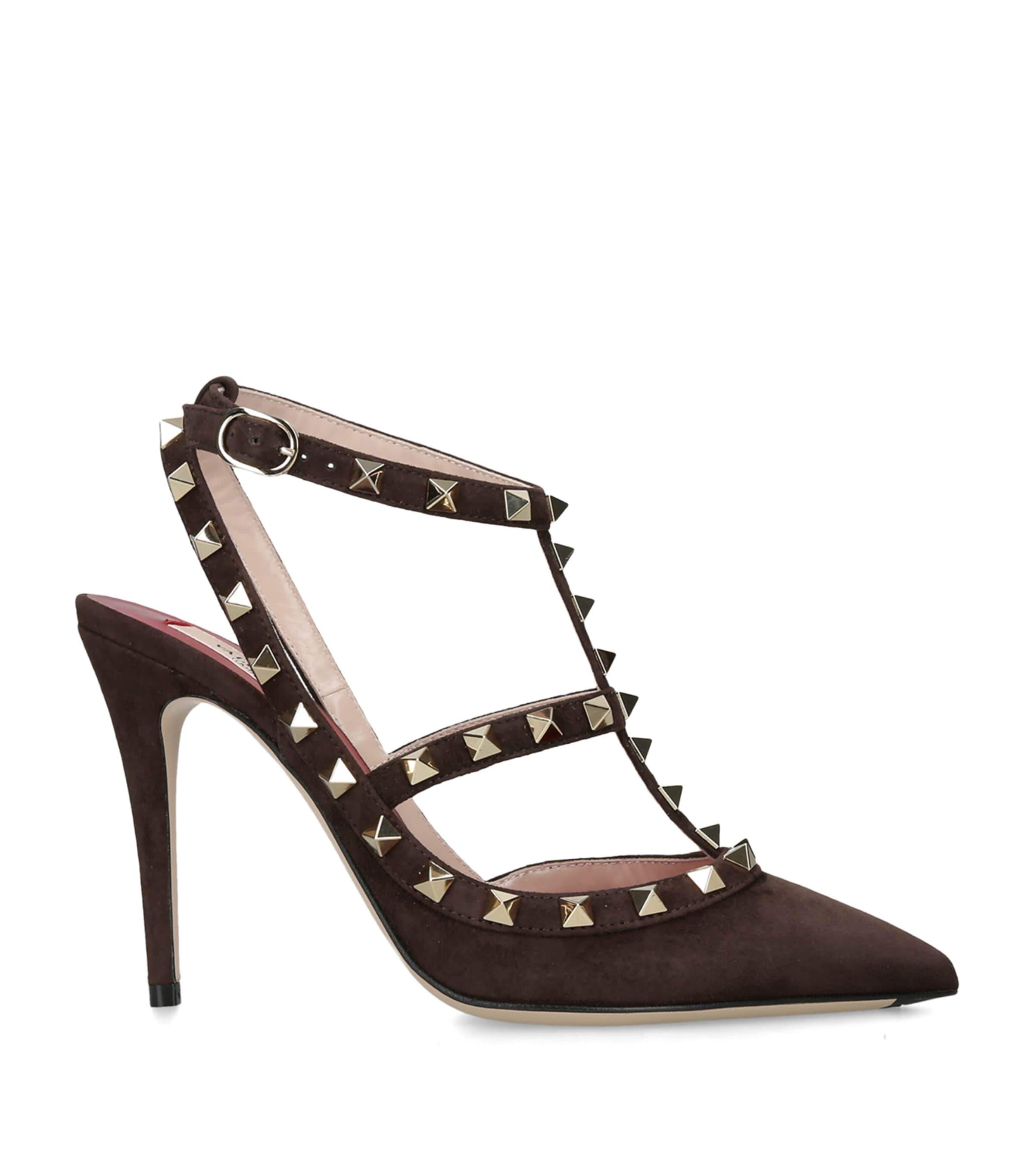 Valentino Garavani Suede Rockstud Pumps 100 Dark Brown Image 1