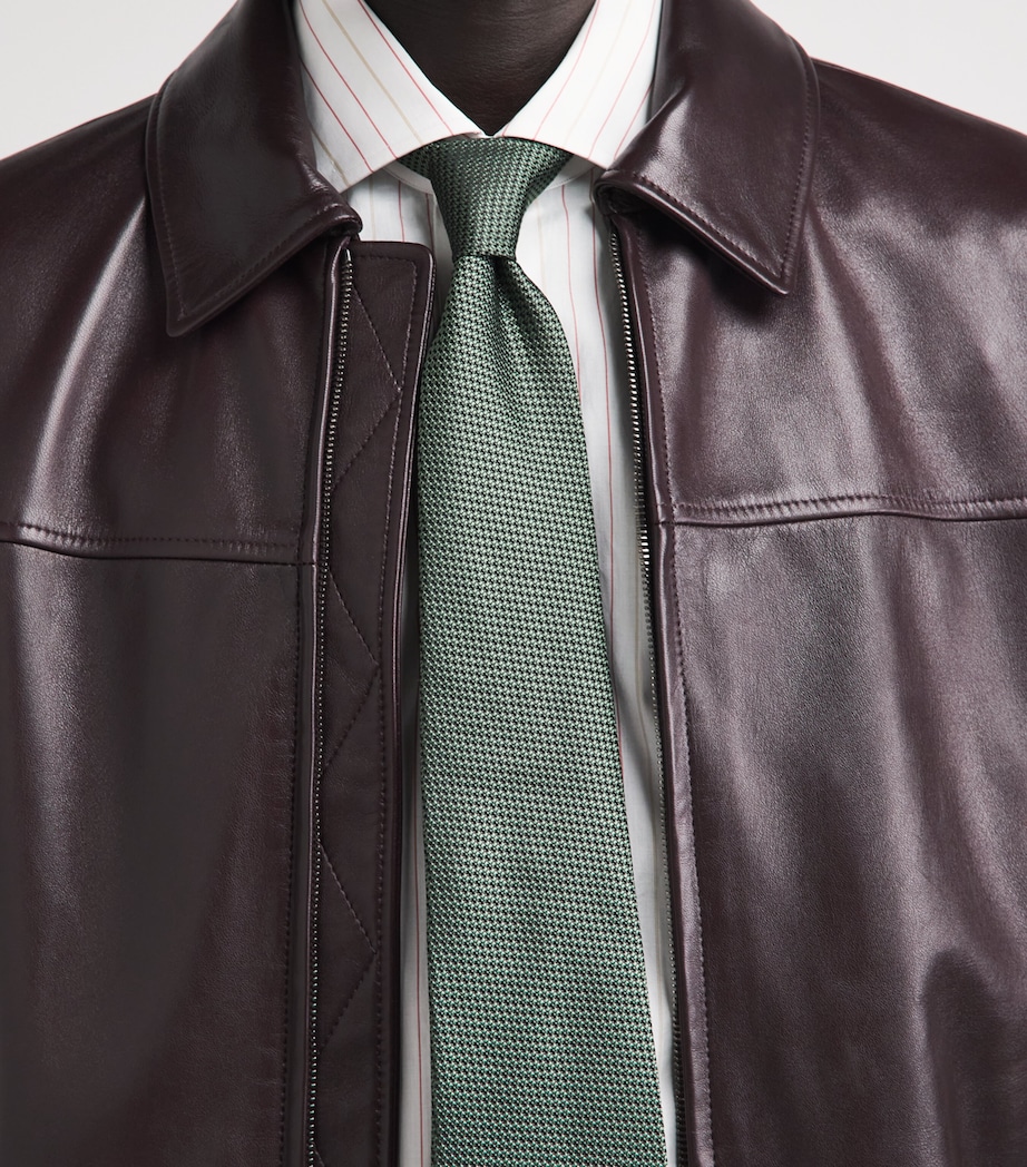 Isaia Silk Micro-Houndstooth Tie Image 2