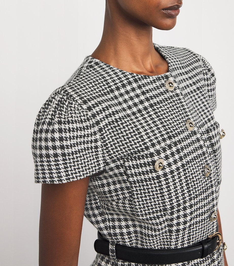 Houndstooth Tailored Midi Dress BLACK AND WHITE Image 4