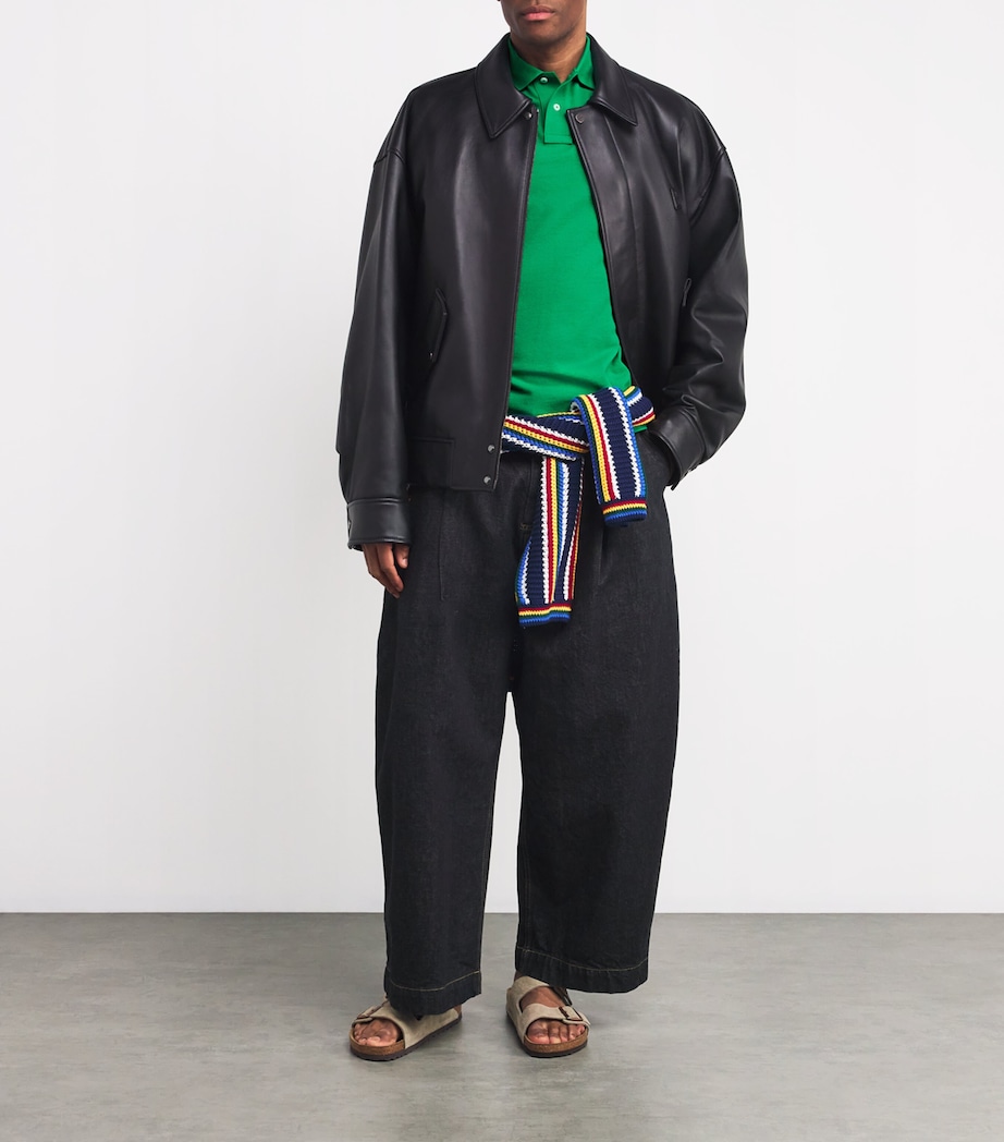 Cotton Mesh Custom-Fit Polo Shirt GREEN Image 4