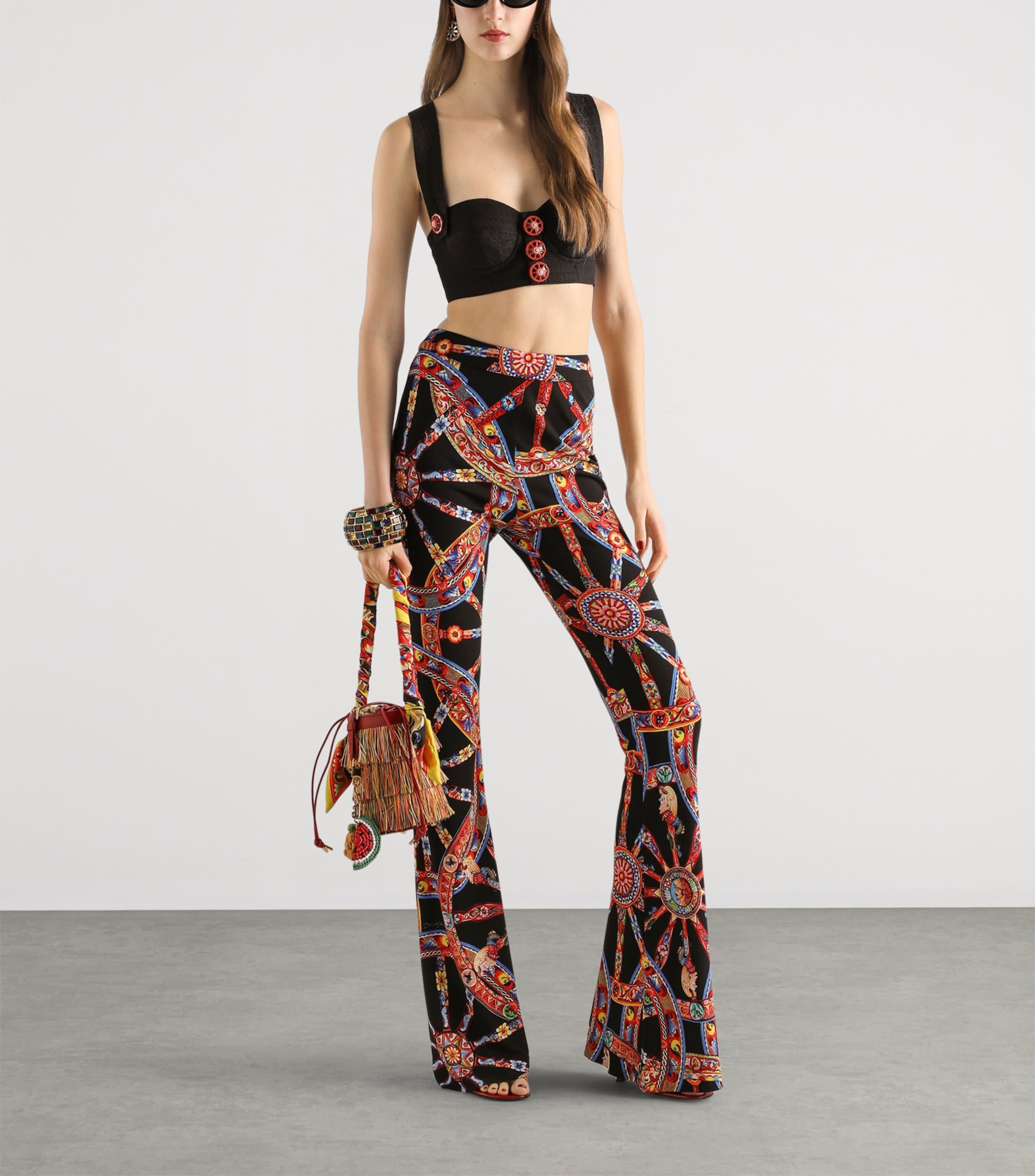 Dolce&Gabbana Womens Appliqué Bustier Top Black Image 2