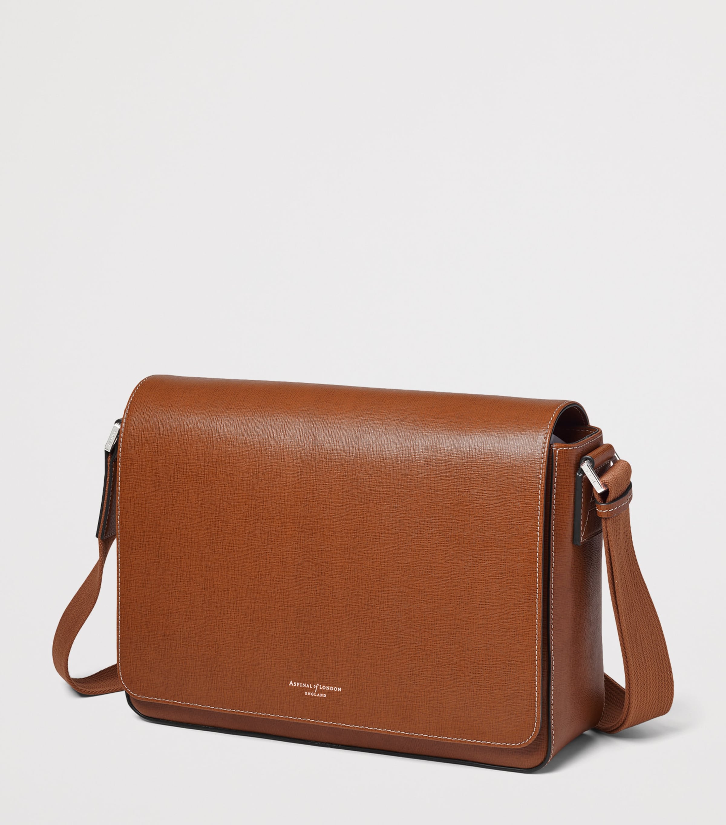 Aspinal Of London Leather Reporter Messenger Bag Chestnut Image 2