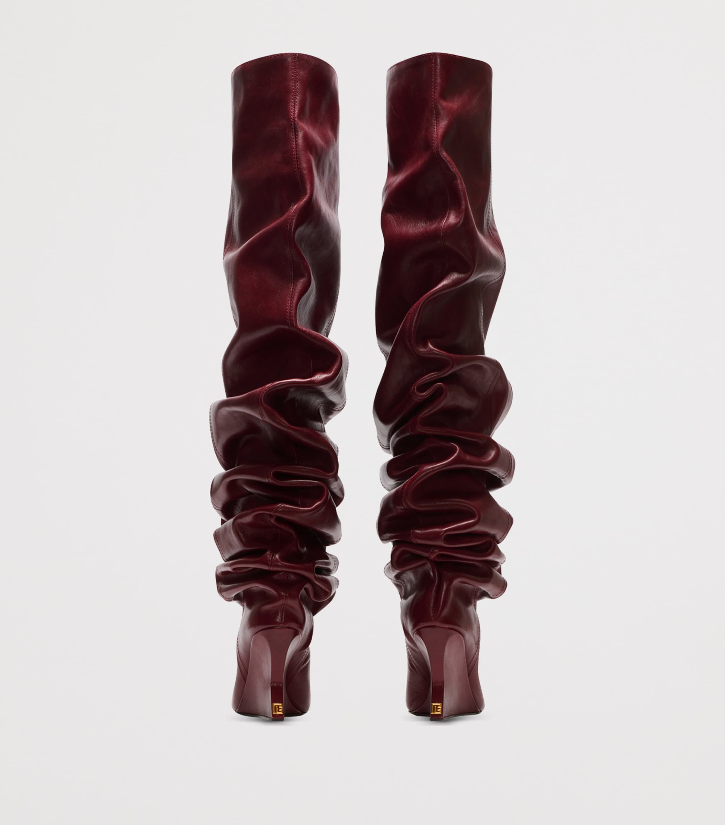 Leather Wedge Over-The-Knee Boots 95 3AR AUBERGINE Image 4