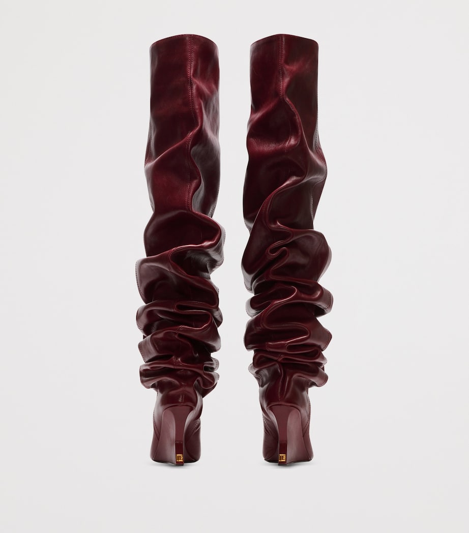 Leather Wedge Over-The-Knee Boots 95 3AR AUBERGINE Image 4
