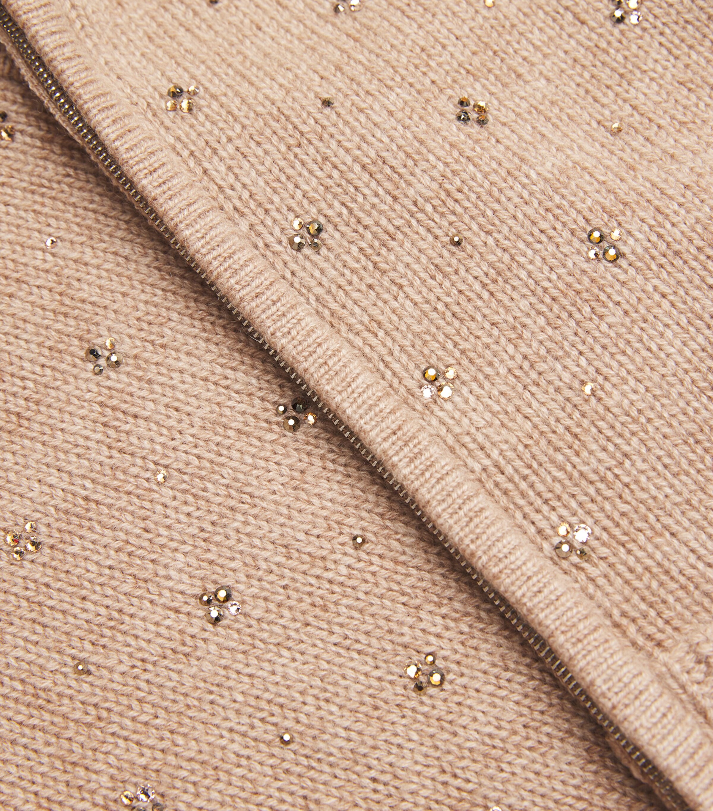 Cashmere Crystal-Embellished Bomber Jacket GOLDS MIDBROWN Image 5