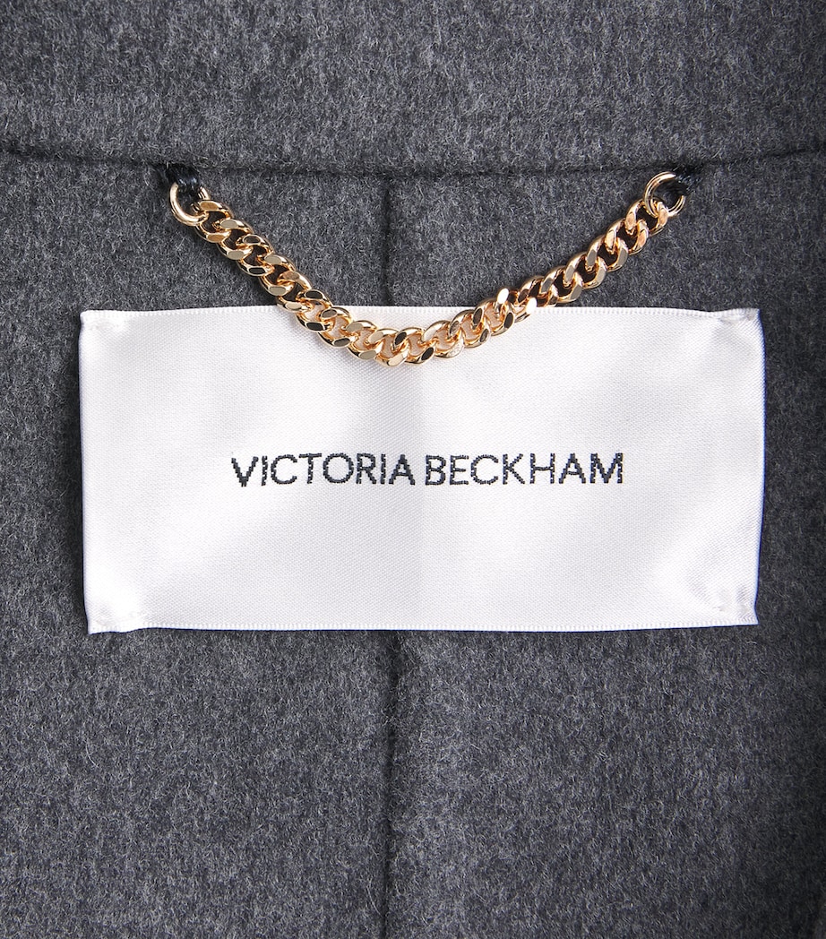 Victoria Beckham Womens Wool-Cashmere Double-Faced Overcoat Dark Grey Melange Image 6