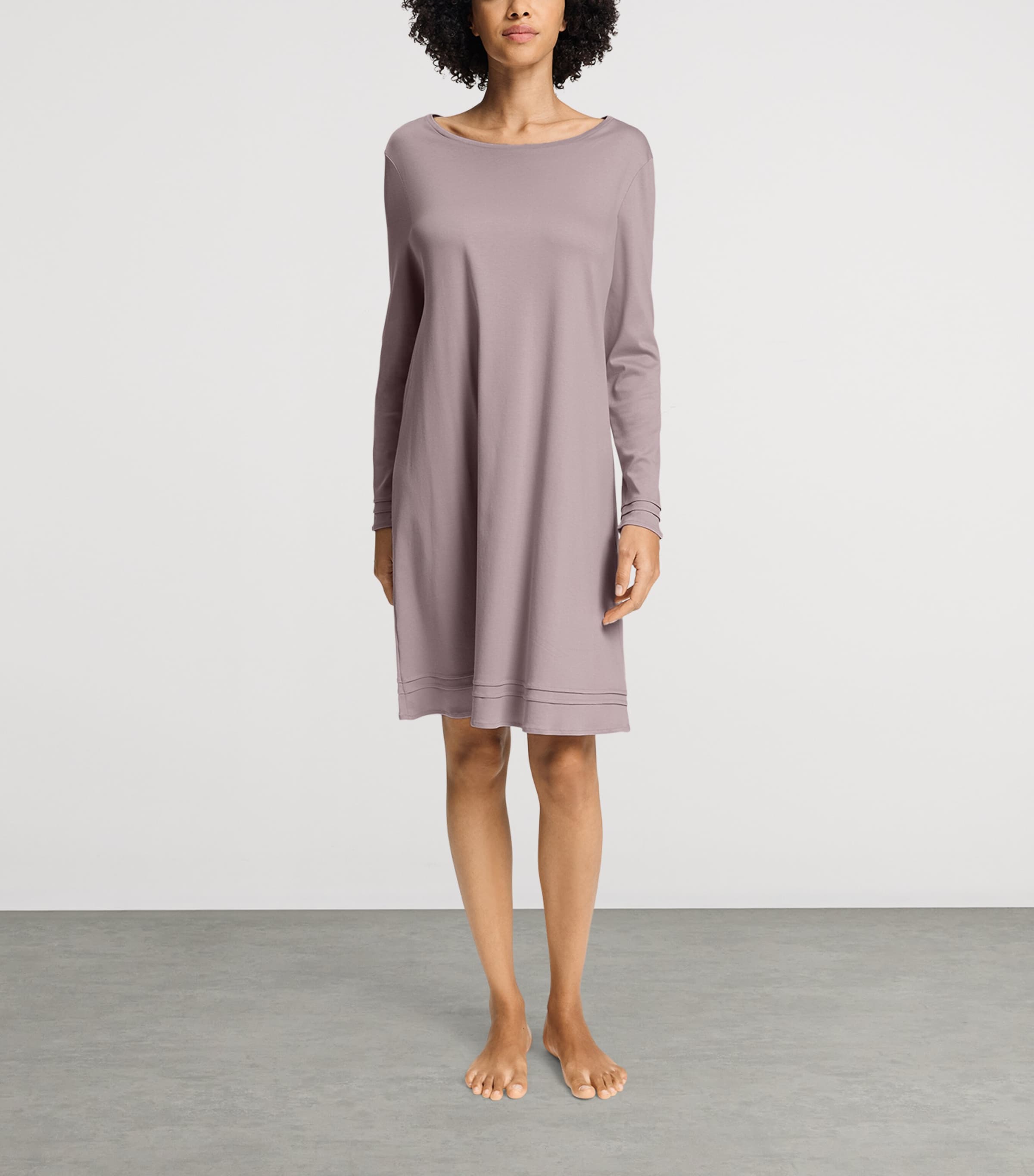 Hanro Womens Cotton Long-Sleeve Nightdress Stormy Rose Image 5