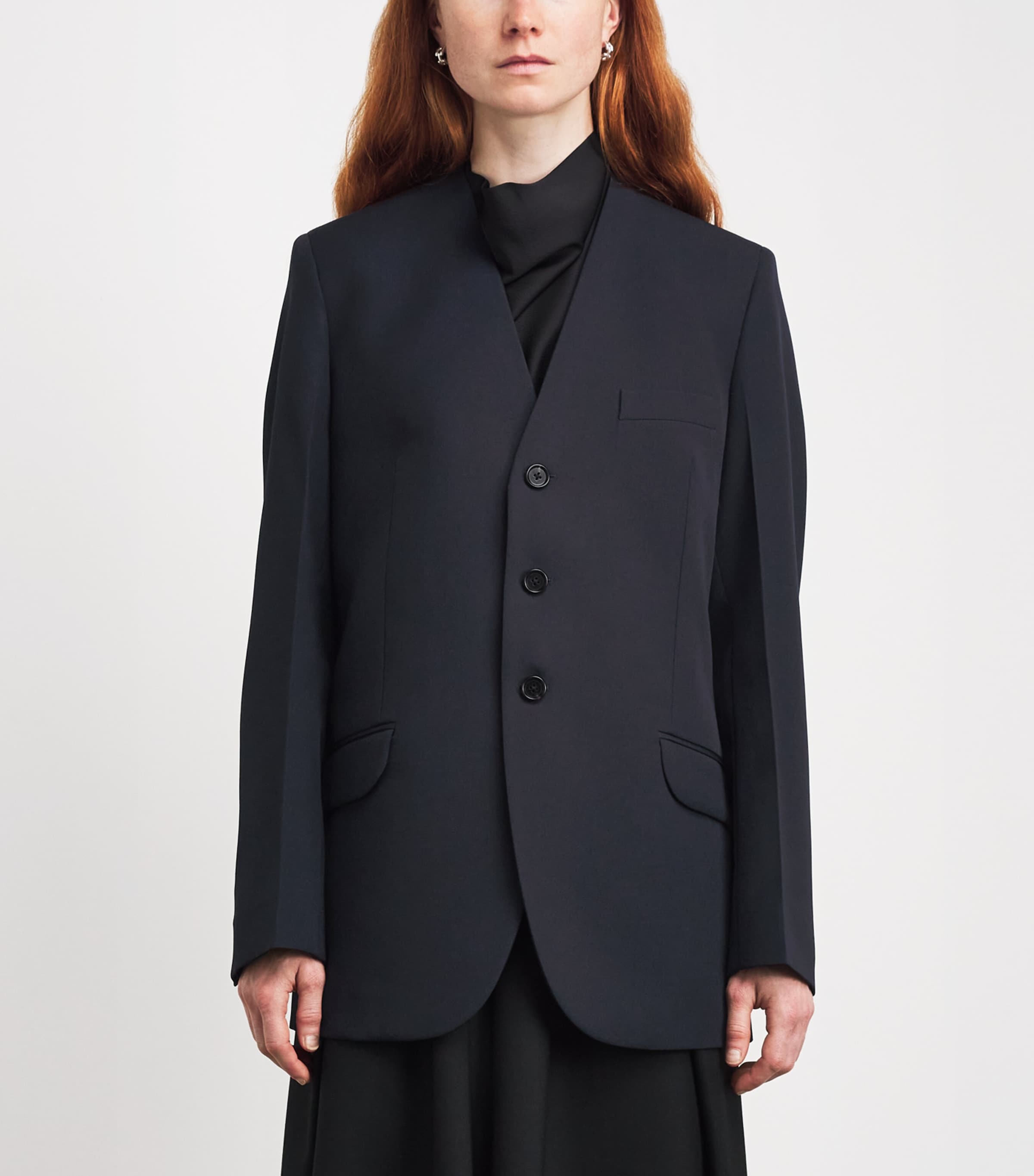 Jil Sander Navy Wool Gabardine Blazer | Harrods US