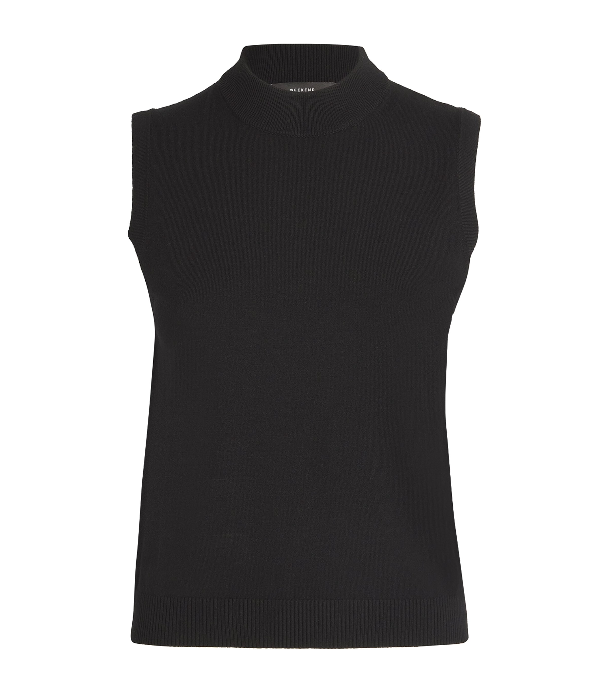 Weekend Max Mara Omens Black Belgio Sleeveless High-neck Knitted Jumper In Black