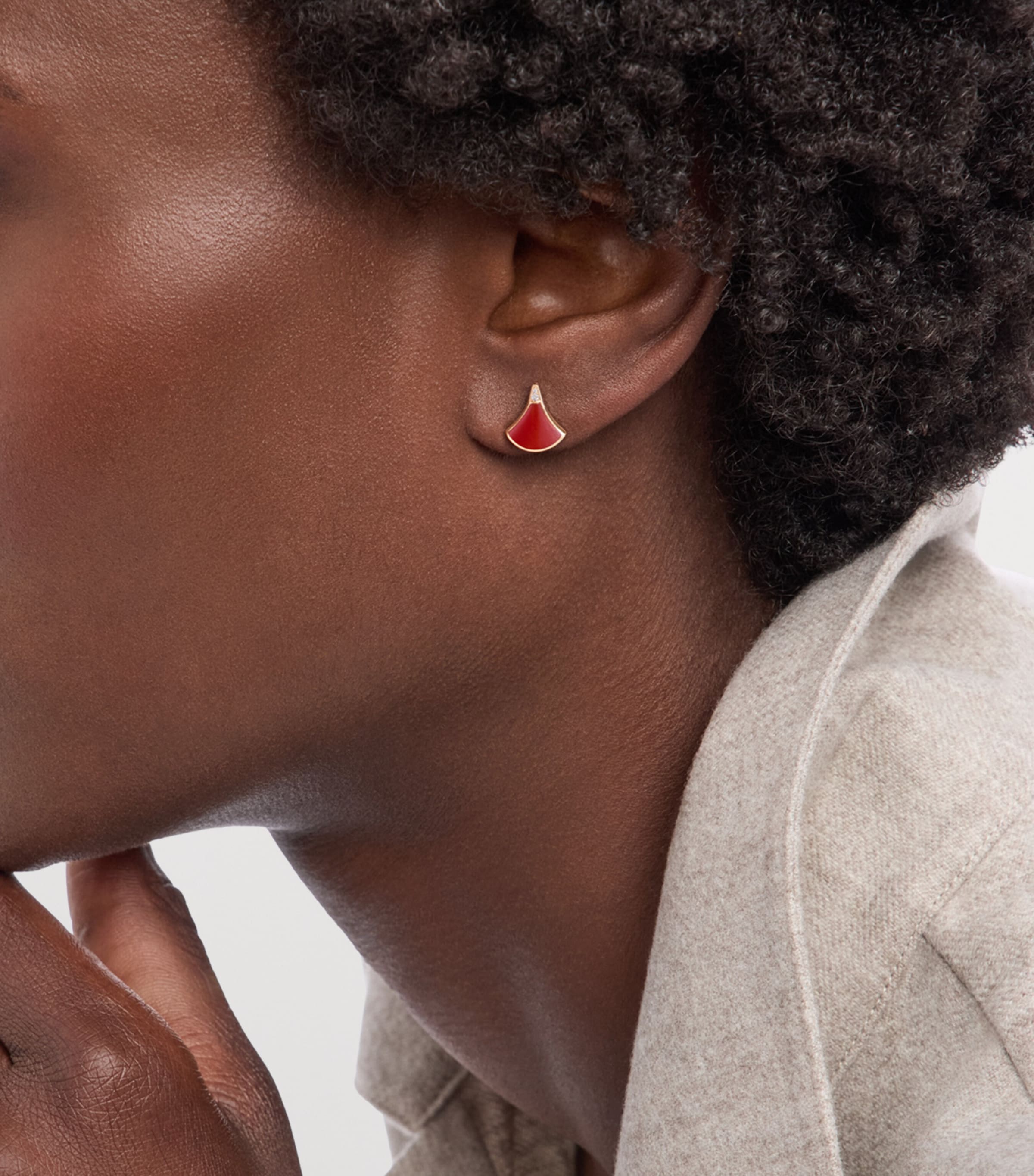 Rose Gold, Diamond and Carnelian Divas’ Dream Earring PINK GOLD Image 5