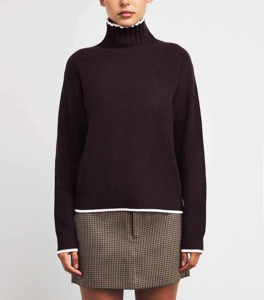 Wool-Cashmere High-Neck Sweater BLACK BROWN Image 3