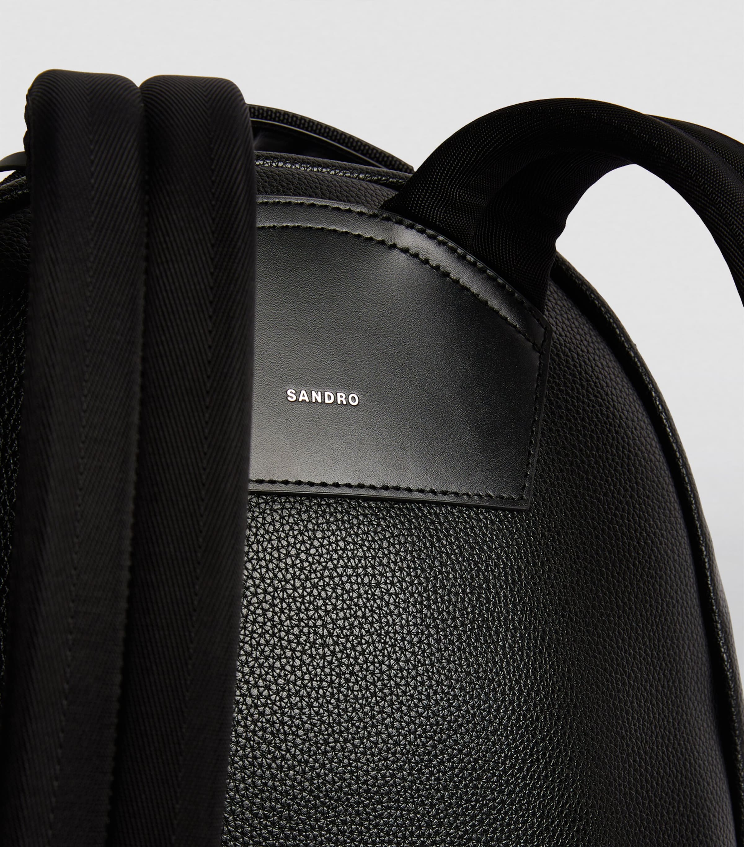 Leather-Trim Backpack BLACK Image 3