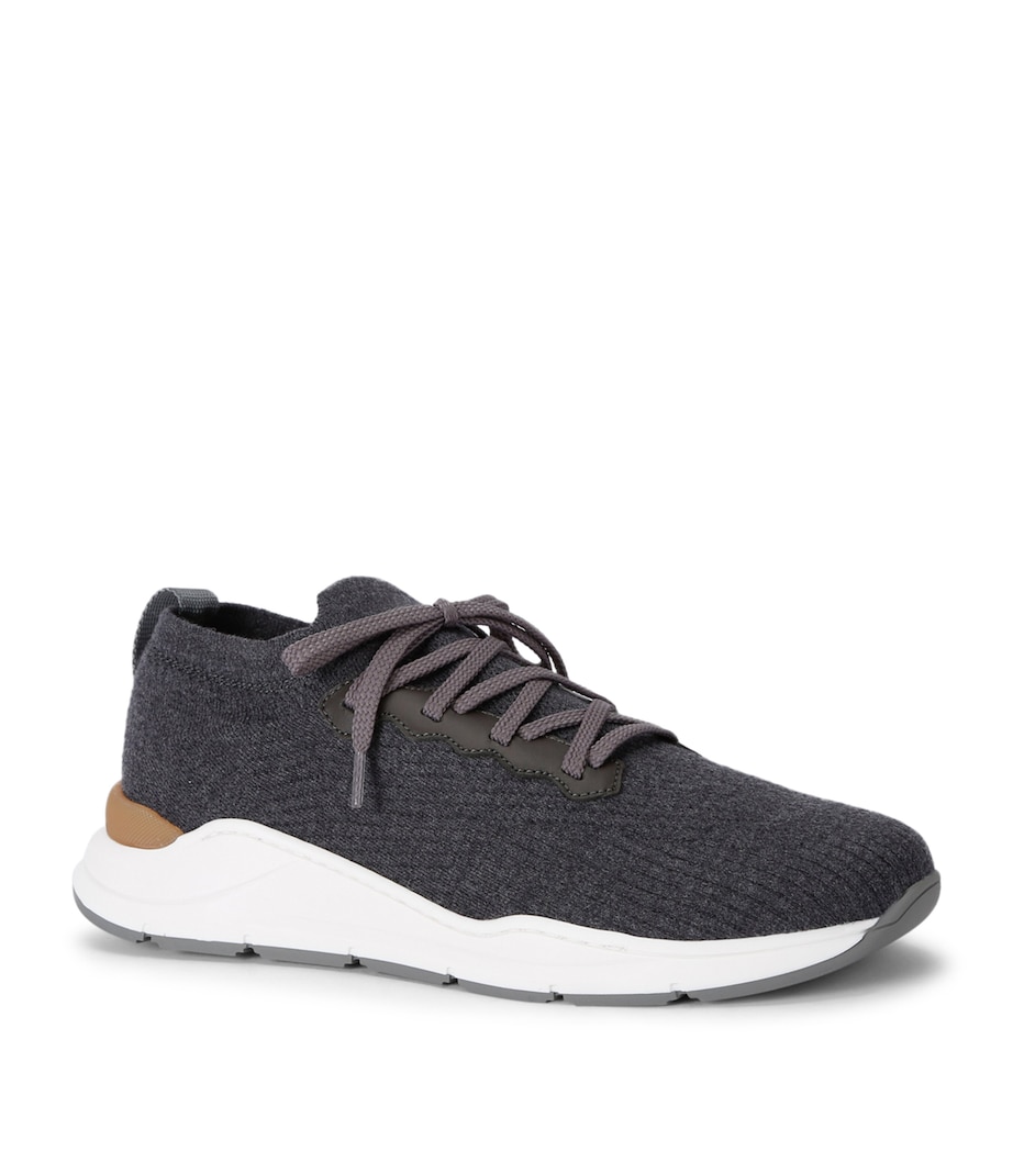 Brunello Cucinelli Kids Cotton Knitted Sneakers Navy Image 3