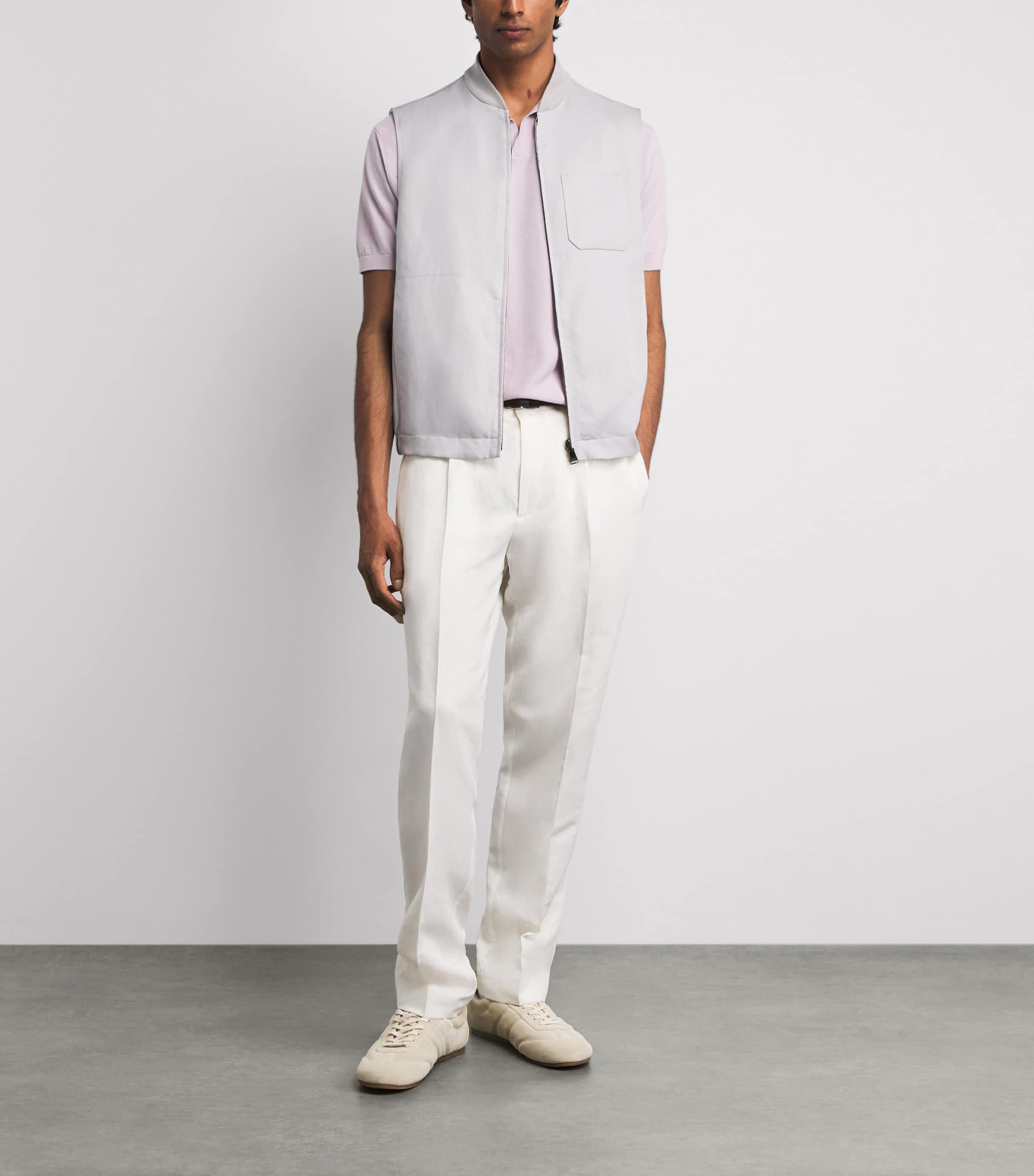 Canali Mens Linen-Silk Reversible Gilet Image 2