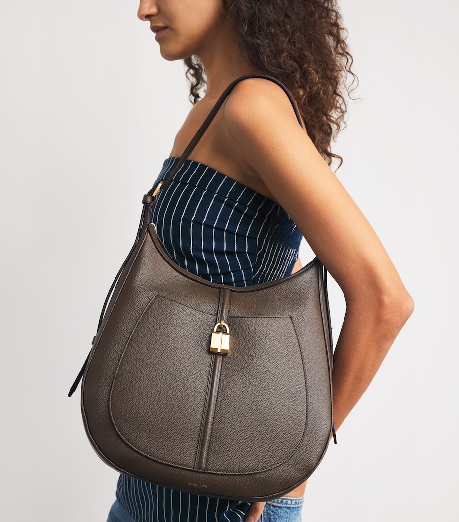 Small Leather Siena Saddle Bag DEEP OLIVE Image 5