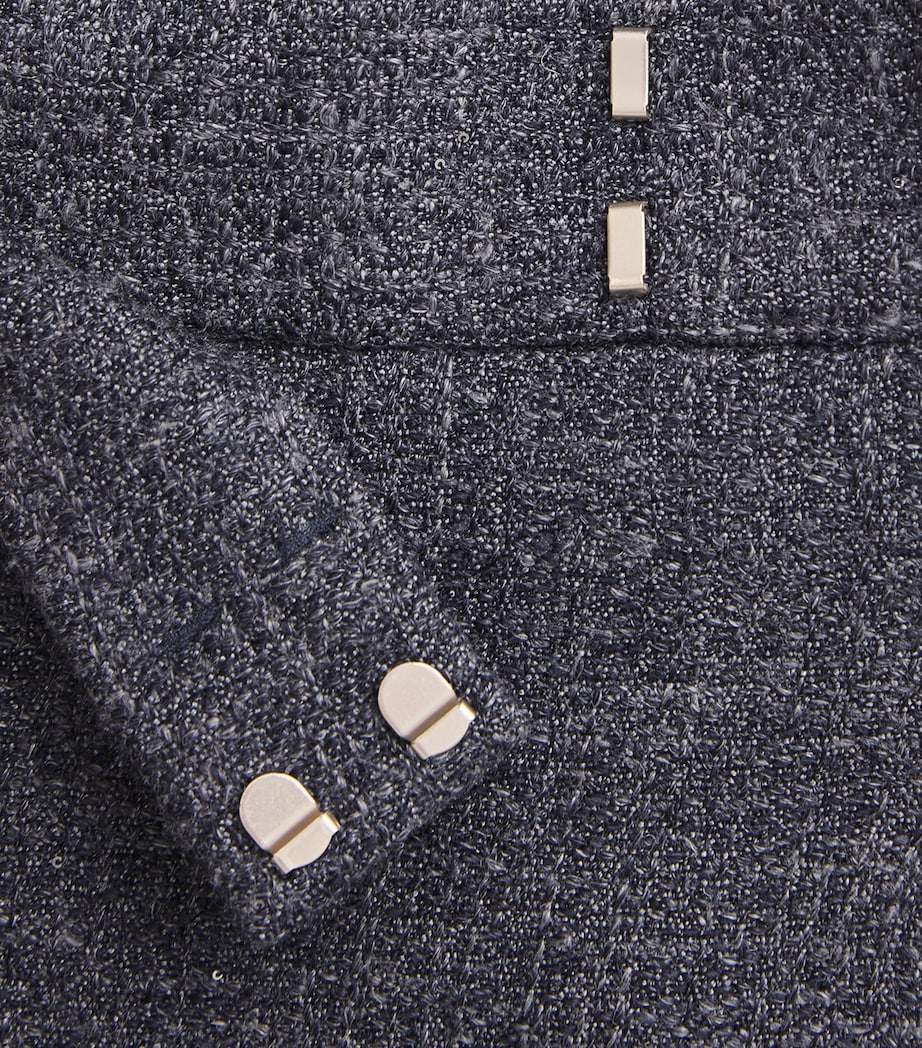 Eleventy Womens Wool-Linen-Blend Straight Trousers Blu Image 6
