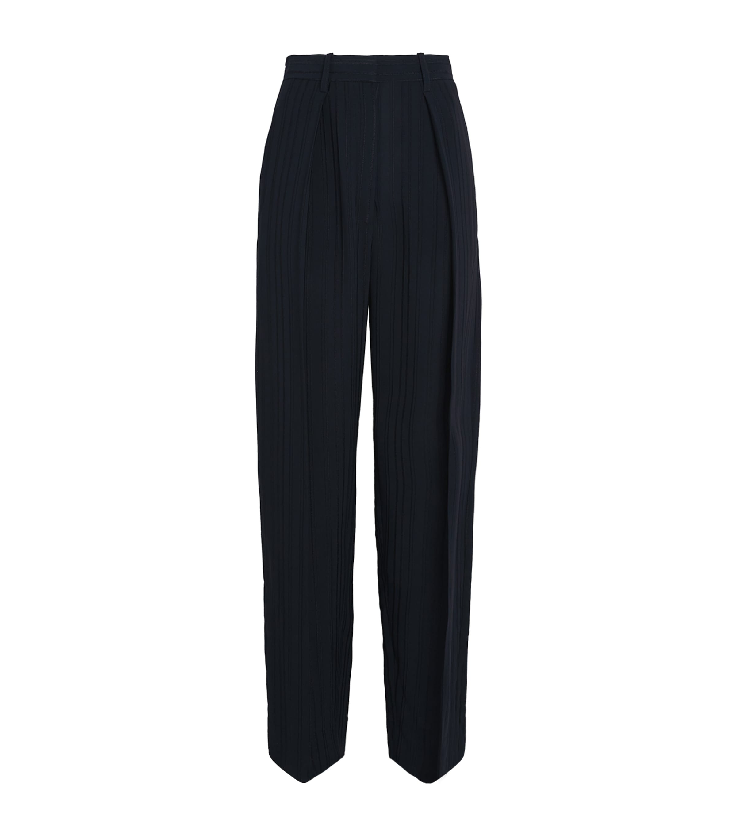 Victoria Beckham Eyelet Wide-leg Tailored Trousers In Blue