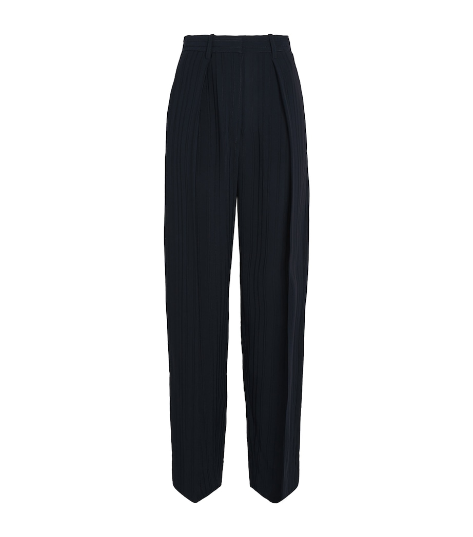 Eyelet Wide-Leg Tailored Trousers 550 NAVY Image 1