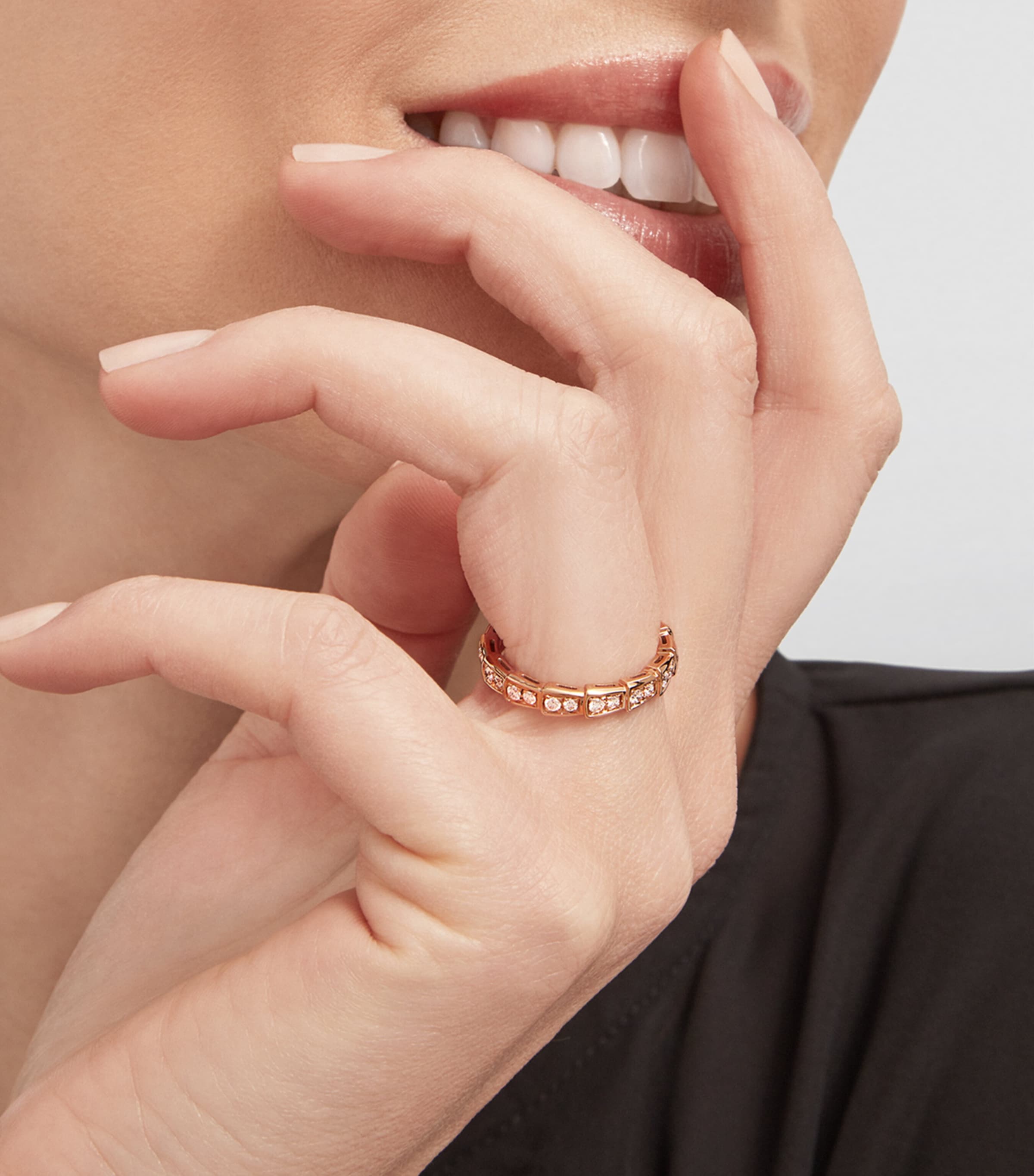 Rose Gold and Diamond Serpenti Viper Ring PINK GOLD Image 3