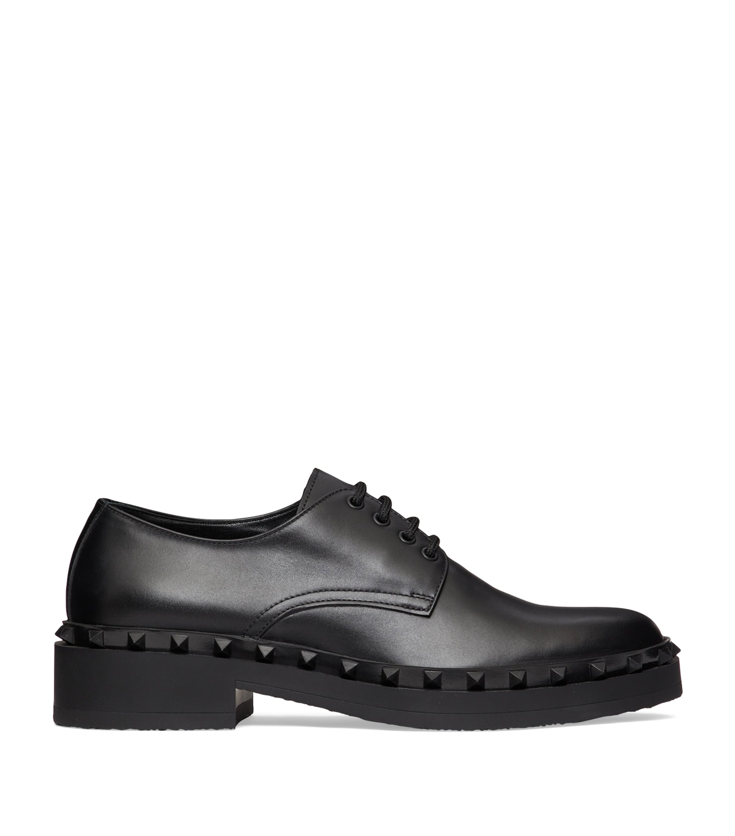 Valentino Garavani Calfskin Derby Shoes In Black