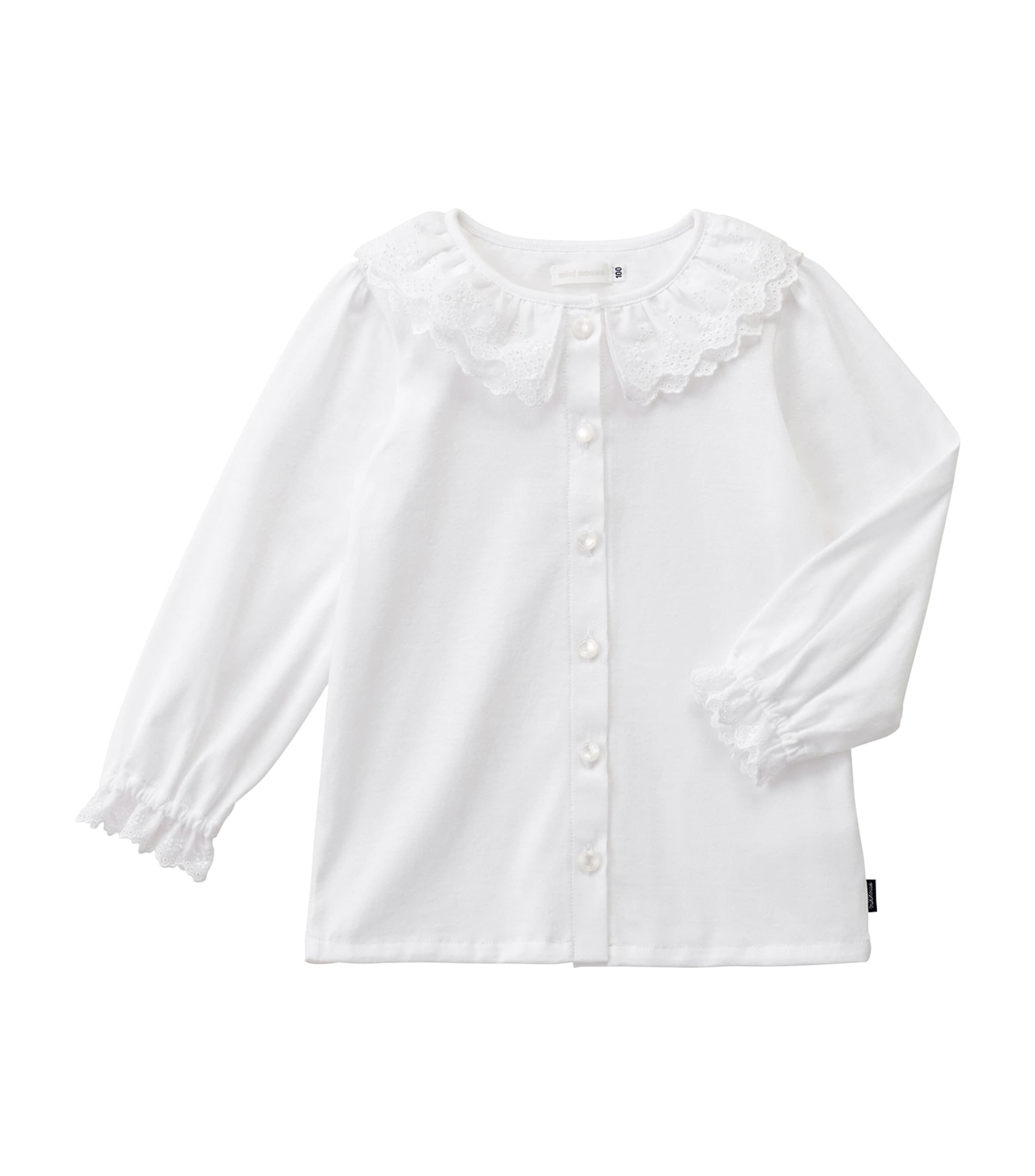 Miki House Kids' Broderie Anglaise Blouse In White