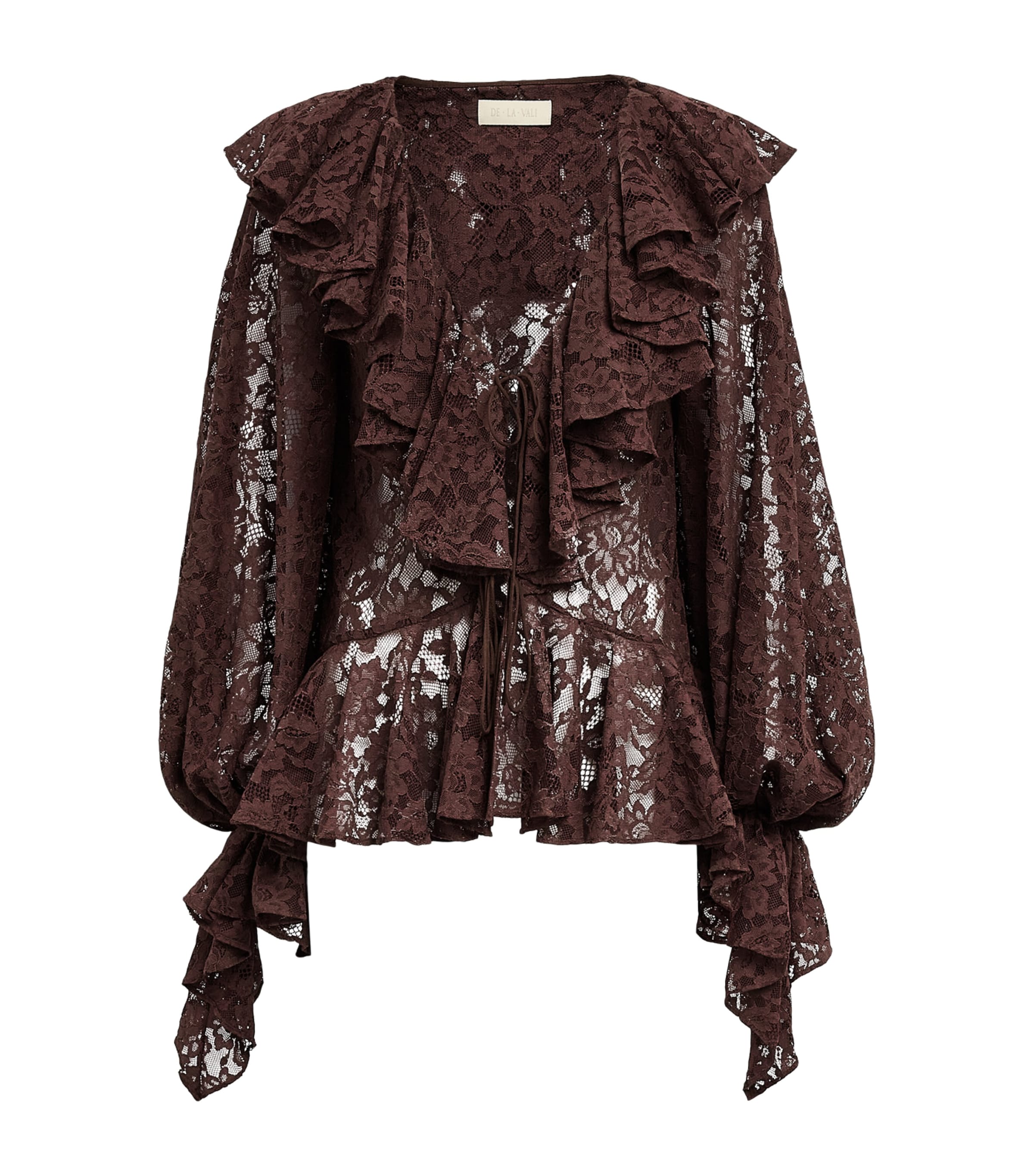 De La Vali Lace Mija Blouse Brown