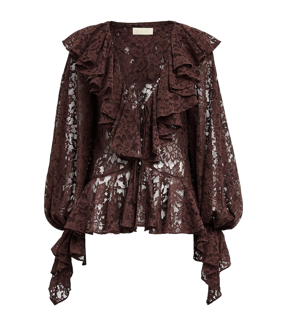 De La Vali Lace Mija Blouse Brown