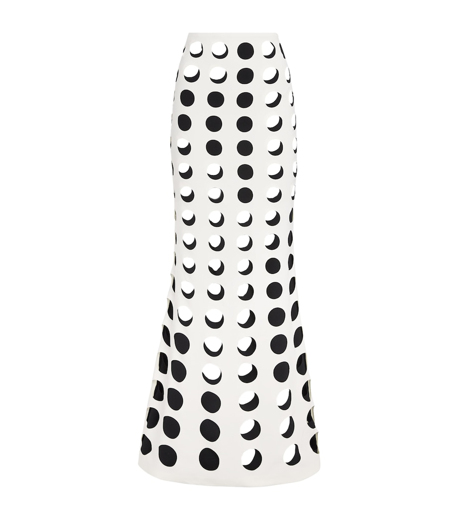 Layered Hole Maxi Skirt WHITE/BLACK Image 1